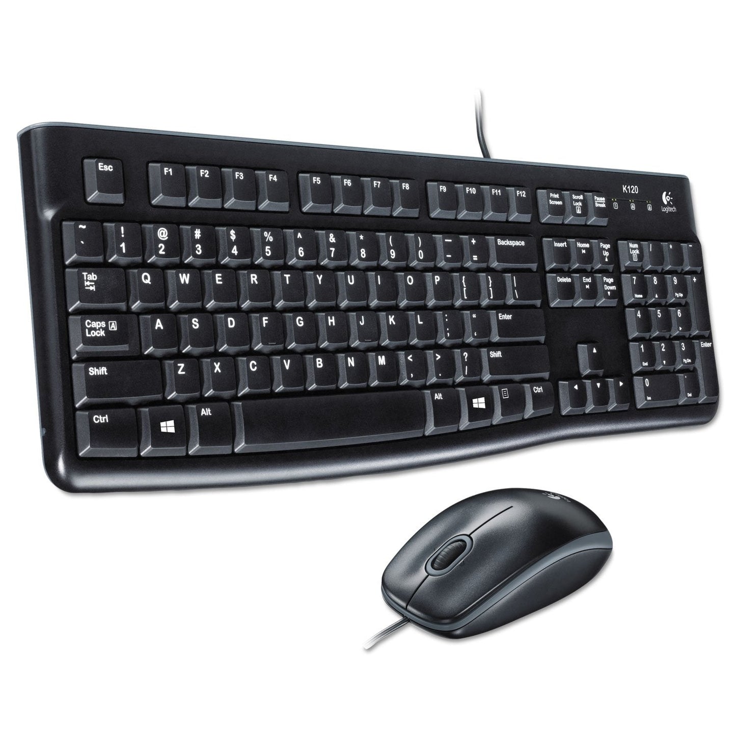 Logitech 920002565 MK120 Set, Wired Desktop Keyboard/Mouse, USB, Black
