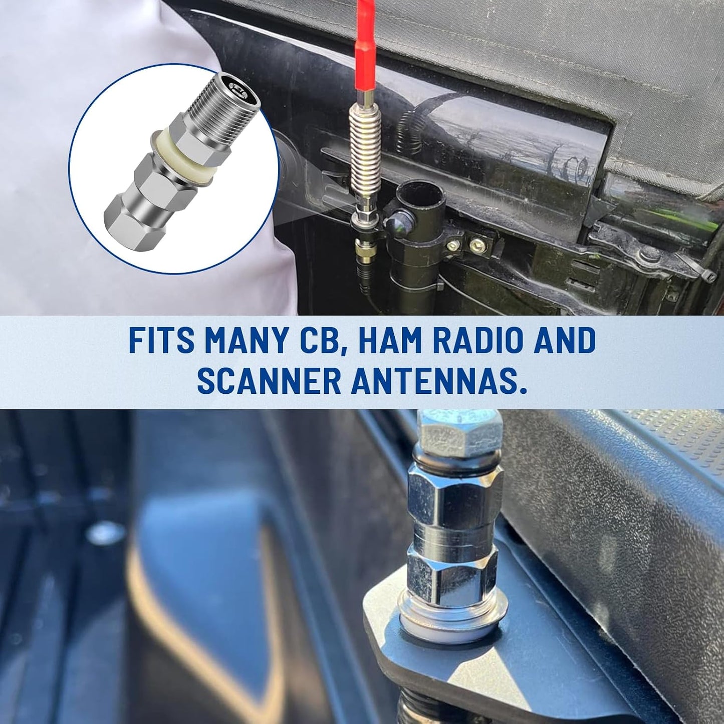 Anina 2pc SO-239 3/8 24 CB Radio Antenna Stub Mount Heavy Duty Stud Mount for CB Radio Antenna Standard X Threaded