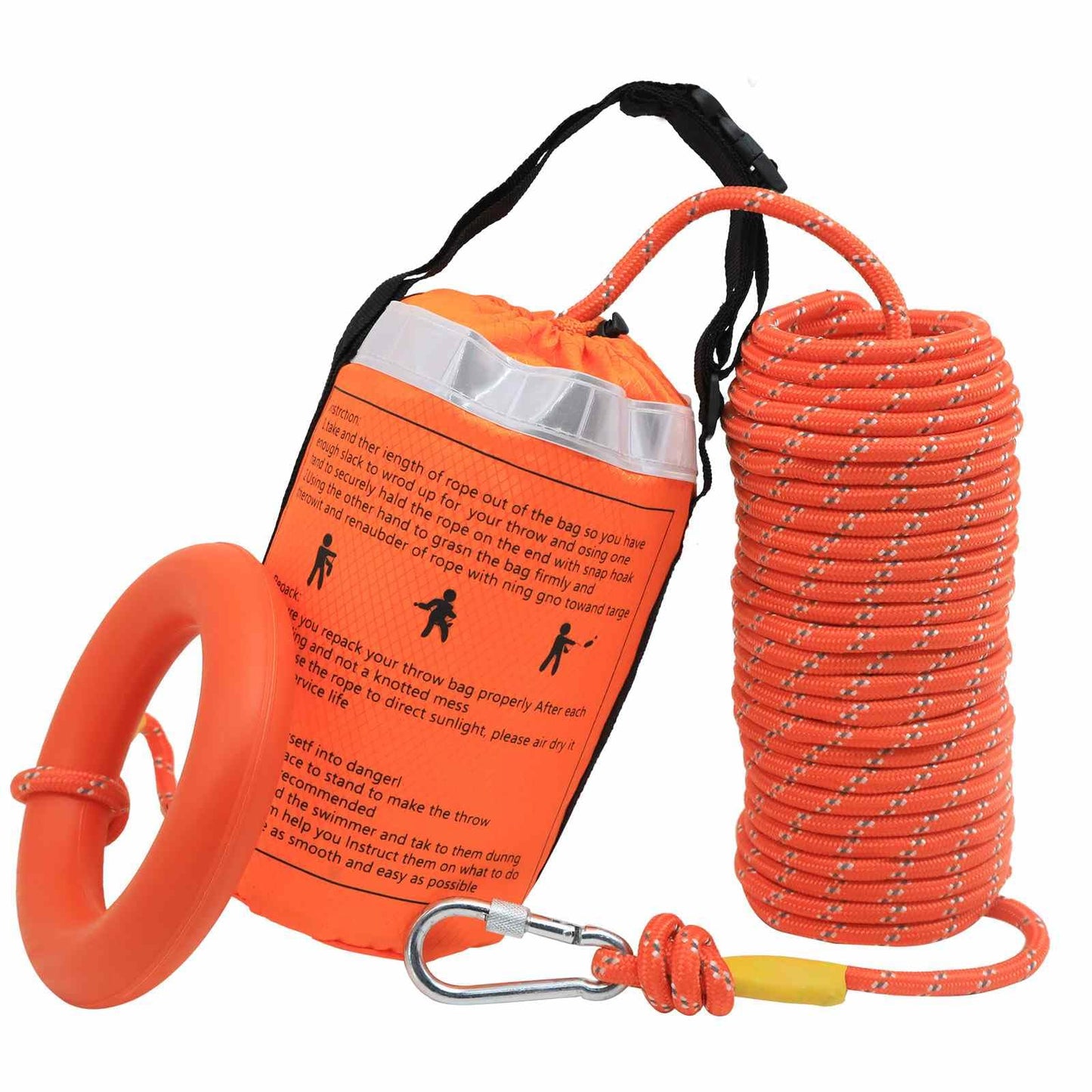 kobadi Water Rescue Throw Bag with 50/70/98 Ft of Rope in 8MM Tensile Strength Rated to 1102lbs, Safety Equipment Throwable Device Emergency Rescue for Kayaking, Boating, High Visibility (50FT)