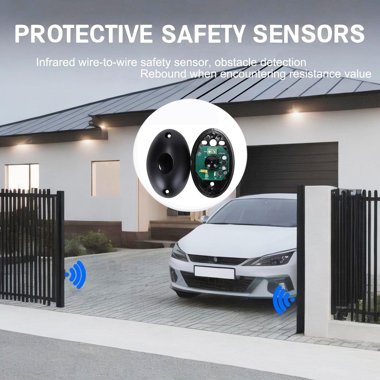 ASGO 3300lb Automatic Sliding Gate Opener APP Control with 6 Remote, Driveway Electric Slide Gates Operator Motor Complete Kit, 20ft Driven Chain/IR Secure Sensor/Keypad