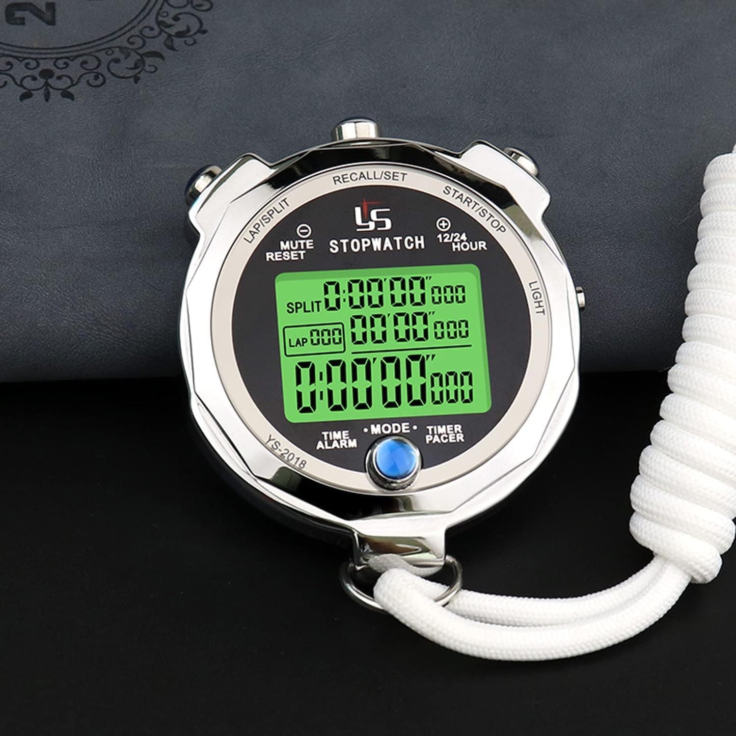 Stopwatch Timer with Back Light Digital Stop Watch 0.001second Timing, Metal 100 Lap Memory,Large dispaly Alarm Clock for Coach Sports Running Marathon Competition