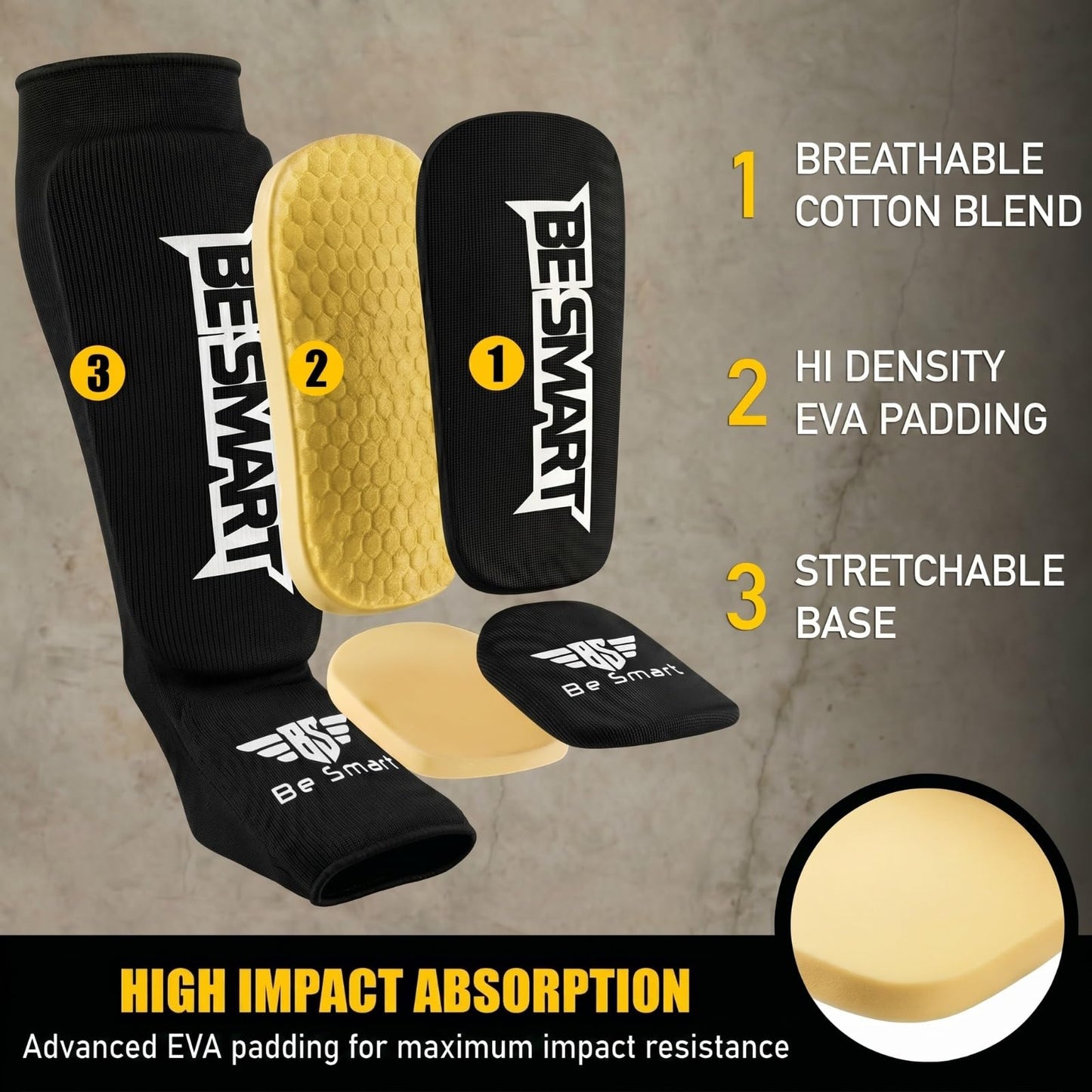 Kids Shin Instep Pads MMA Leg Foot Guards Muay Thai Kick Boxing Guard Protector (Black, XXS (9 to 13 Years))