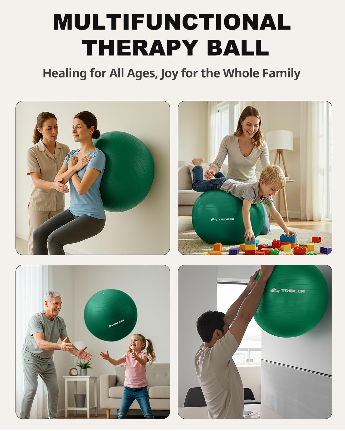 Trideer Exercise Ball for Physical Therapy, Core Strength, Stability & Balance Training, Swiss Ball for Yoga, Fitness & Rehabilitation
