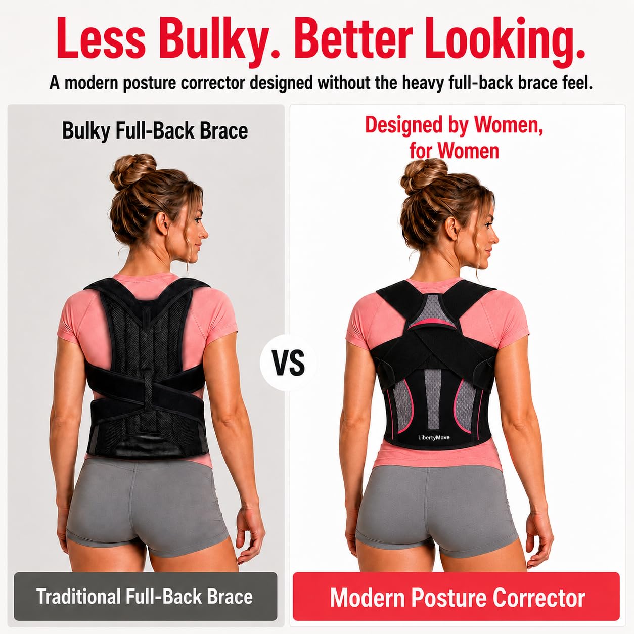 LibertyMove Posture Corrector for Women and Men, Breathable Upper Back Brace Posture Reminder, Adjustable Back Straightener with Underarm Comfort Straps, Shoulder Support Brace for Active Daily Wear