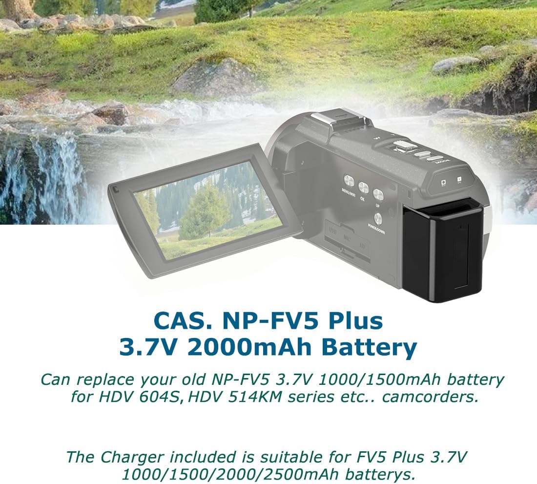 KOQINVIZ NP-FV5 NP-FV5 3.7V 2000mAh Plus Battery Charger + Rechargeable Lithium Battery - Video Camera Camcorder