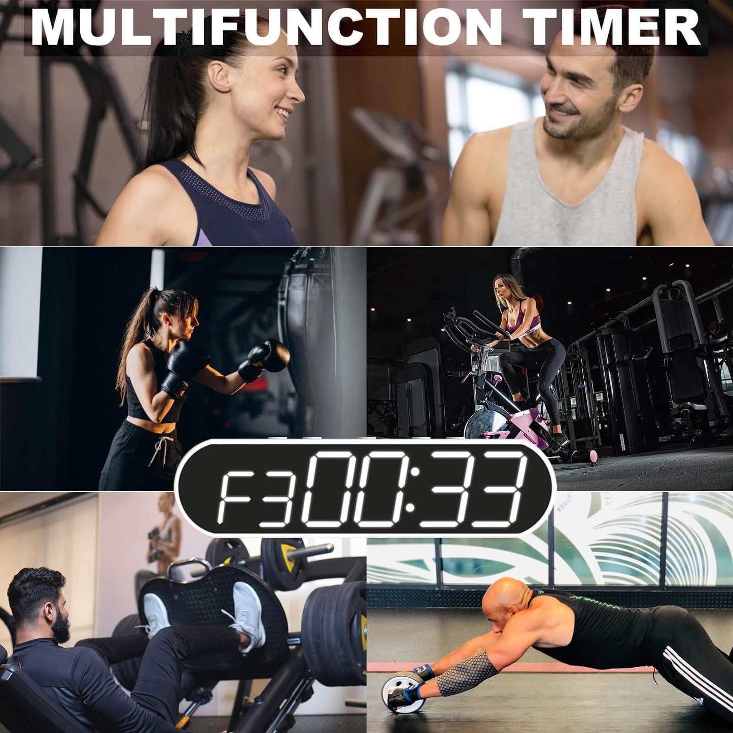 Mkuronbiuty Portable LED Gym Timer, Workout Clock for HIIT Tabata Fitness at Home,Garage,Outdoors. Multiple functionality with Customizable Interval Setting, Easy to Read Display.