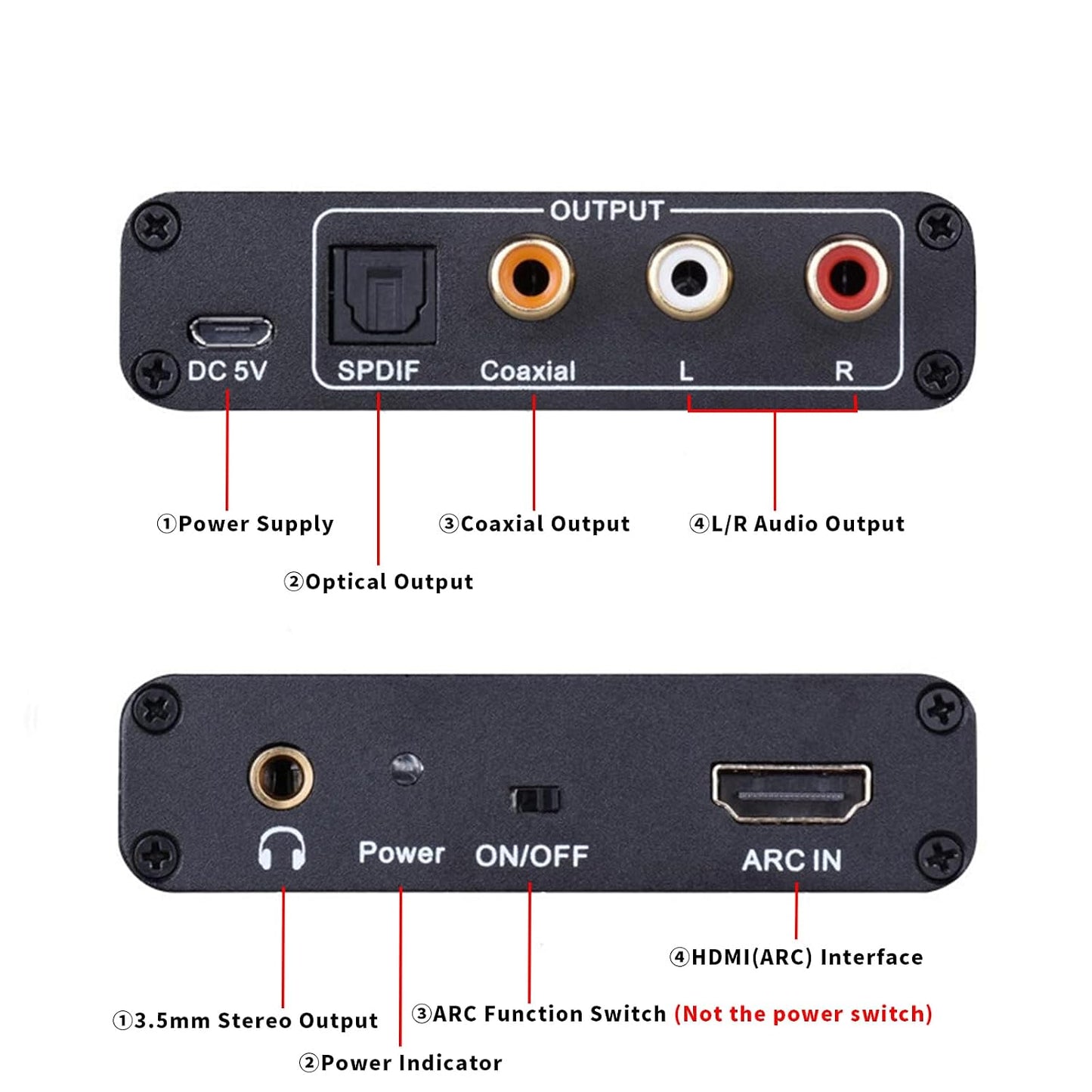 192KHz 3.5mm AMANKA HDMI ARC Audio Extractor with Digital Optical TOSLINK SPDIF Coaxial, HDMI ARC to RCA Audio