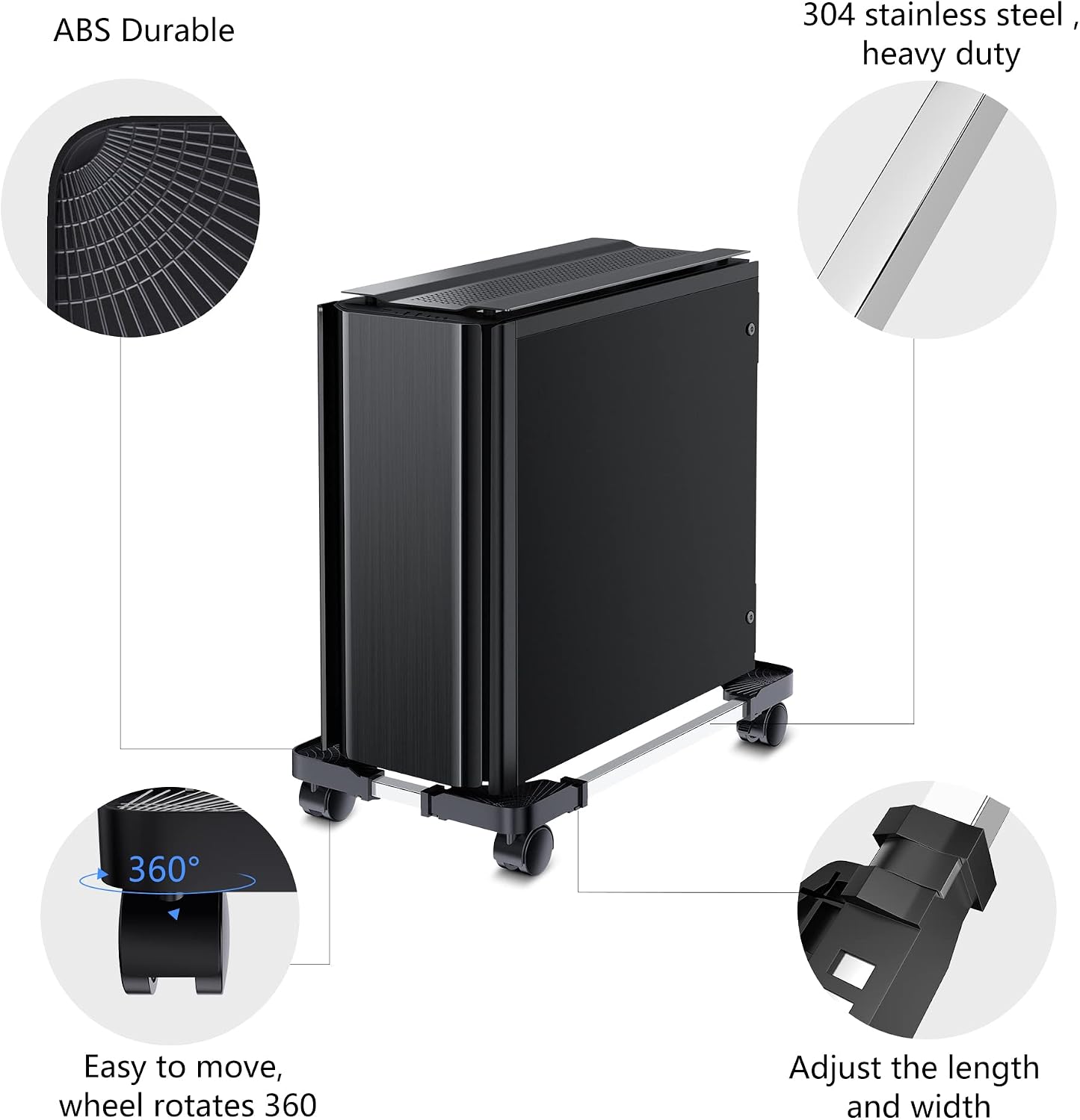 LABOBOLE Computer Tower Stand - Adjustable PC Stand for Most Desktop Towers - Elevate and Organize Your Desktop