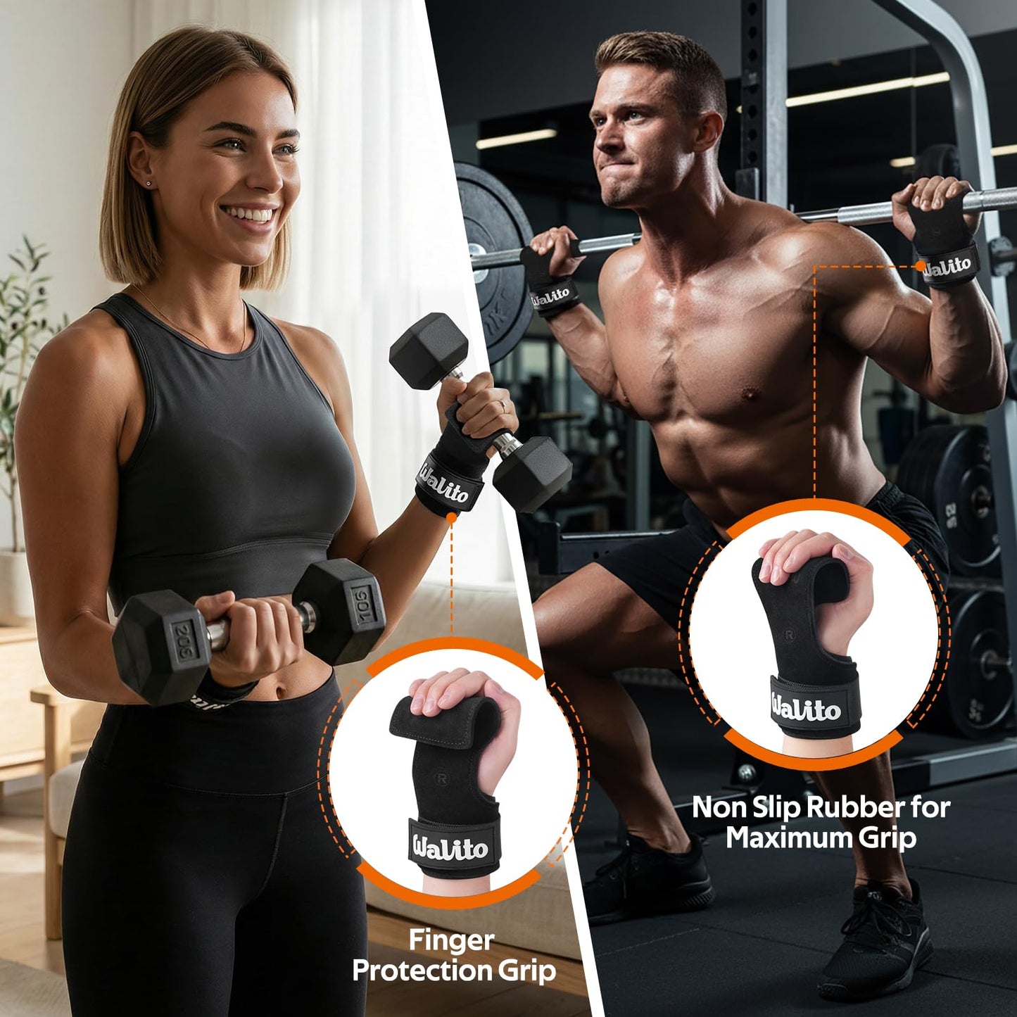 Weight Lifting Wrist Strap，Double Layer Leather Wrist Wraps with Neoprene Padding for Weightlifting & Deadlifts – Adjustable Gym Straps for Men & Women