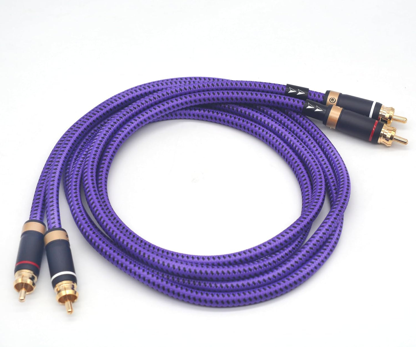 Veimeitk 2 2 24K (4.9FT/1.5m) RCA to RCA Audio Cable Heavy Duty Gold-Plated Pure Copper Shell Oxygen-Free Copper