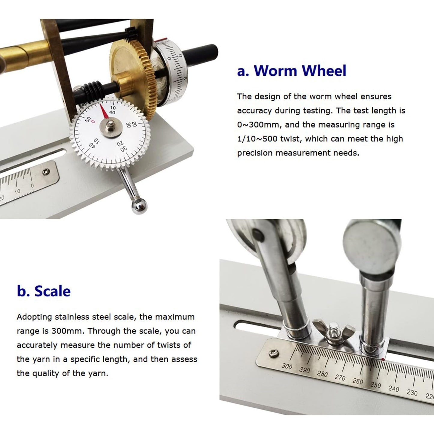 INTBUYING Yarn Twist Tester Hand Crank Twist Meter Twisting Machine Twist Indication 0.1-500 Twists Yarn Twist Tester for Cotton, Wool, Linen, Silk and Other Yarns
