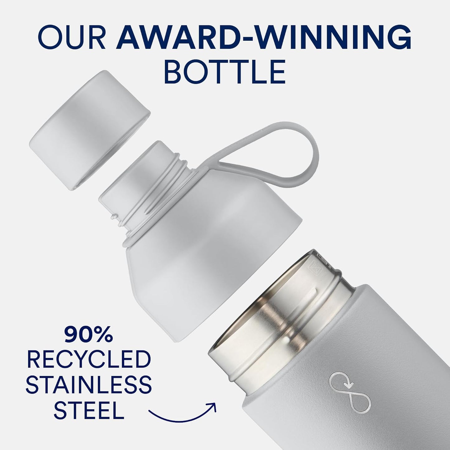 Ocean Bottle Original 17 oz - Stainless Steel Water Bottle | Reusable & Eco-Friendly | Keeps Drinks Cold & Hot (Rock Grey)
