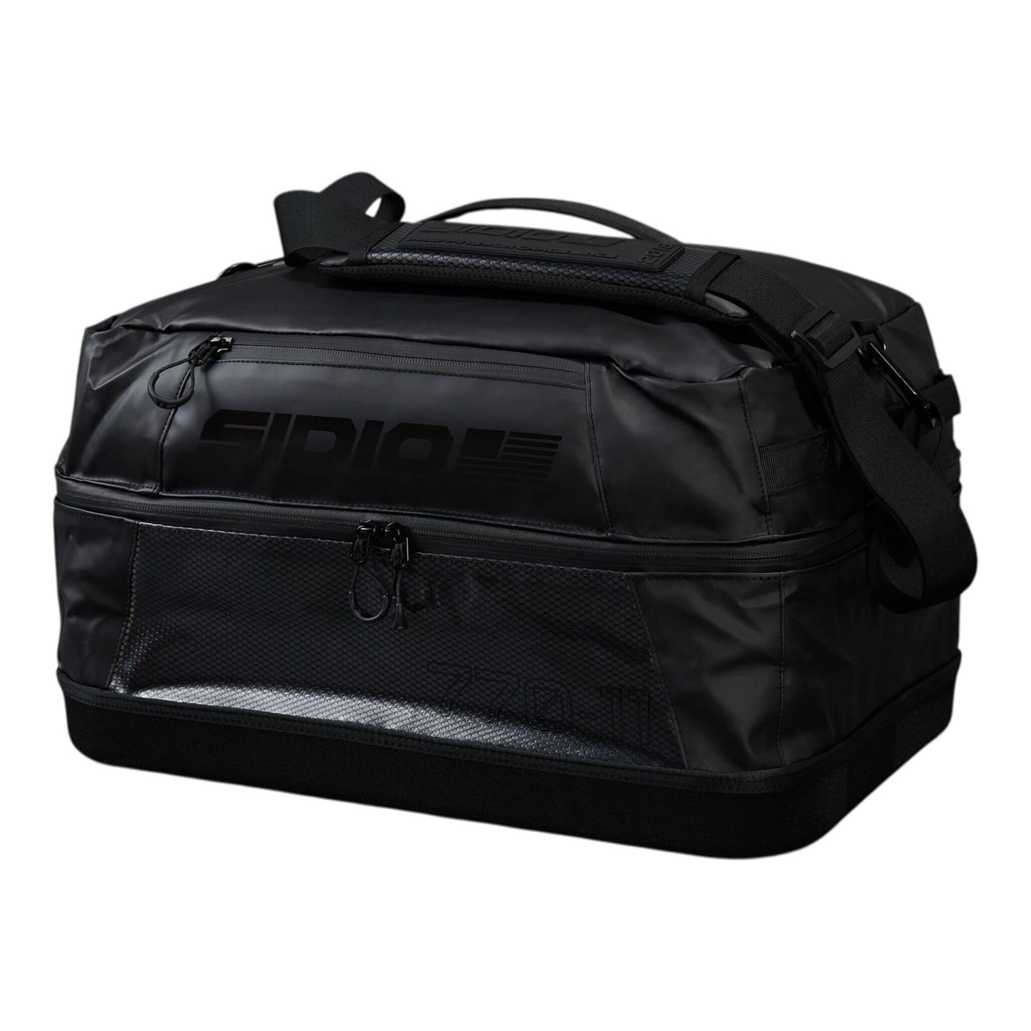 SIDIO Duffel Bag With Storage Bin - Heavy Duty Storage Crate Carrier - Includes Travel Bag, Full-Size Standard Container, and Two Dividers Compatible Organizer Bins (Black)