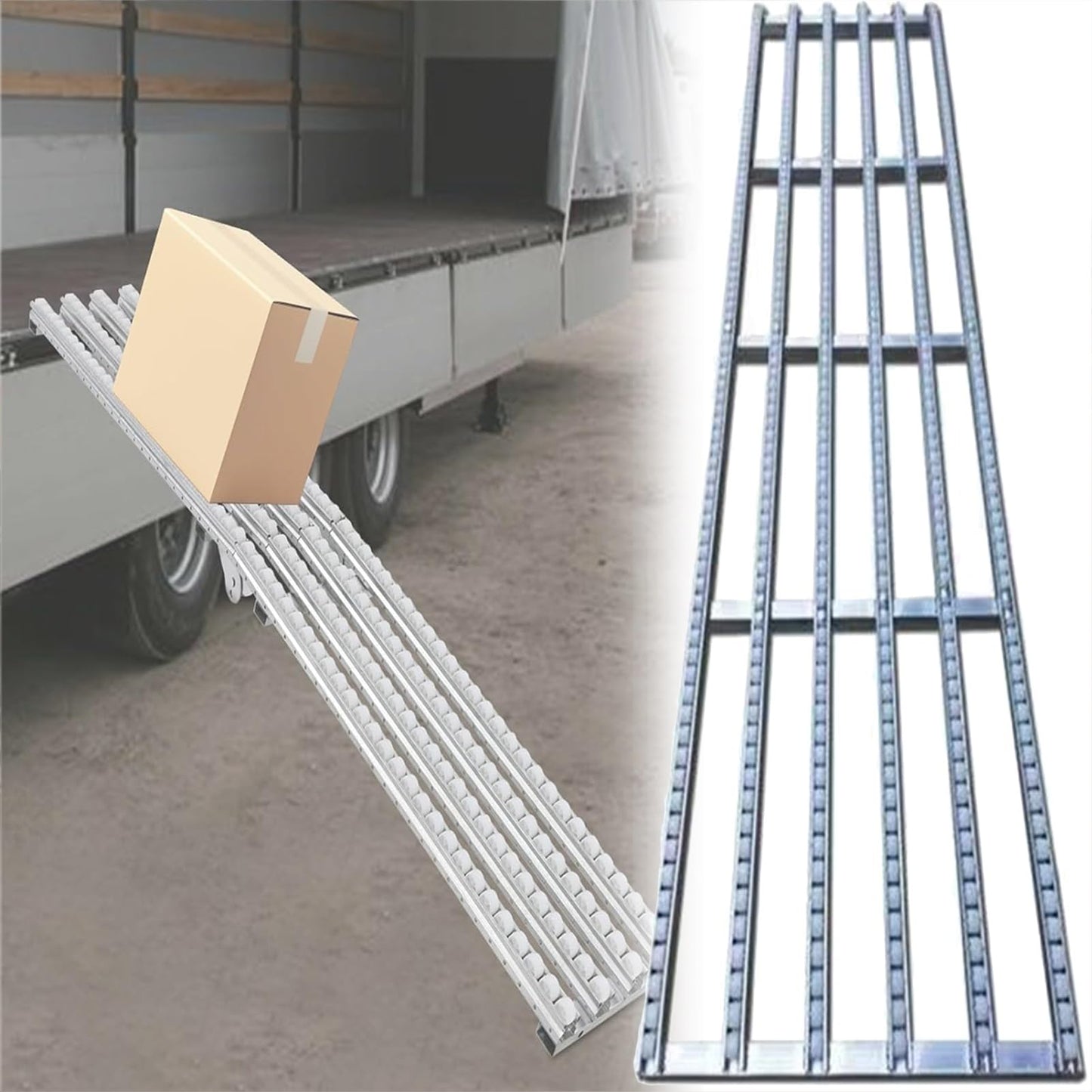 ZXHKZDX Splicable Light-Duty Conveyor Unpowered, Stainless Steel Conveyor Roller Stands, Splicable Adjustable Skate Wheel Flow Rail for Warehouses Factories(60X100CM)