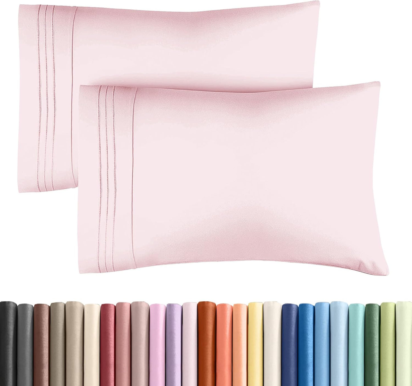 Skiennix Queen Pillow Cases Set of 2 | Ultra Soft Hotel Quality, Wrinkle-Free & Fade Resistant - Lavender Pink