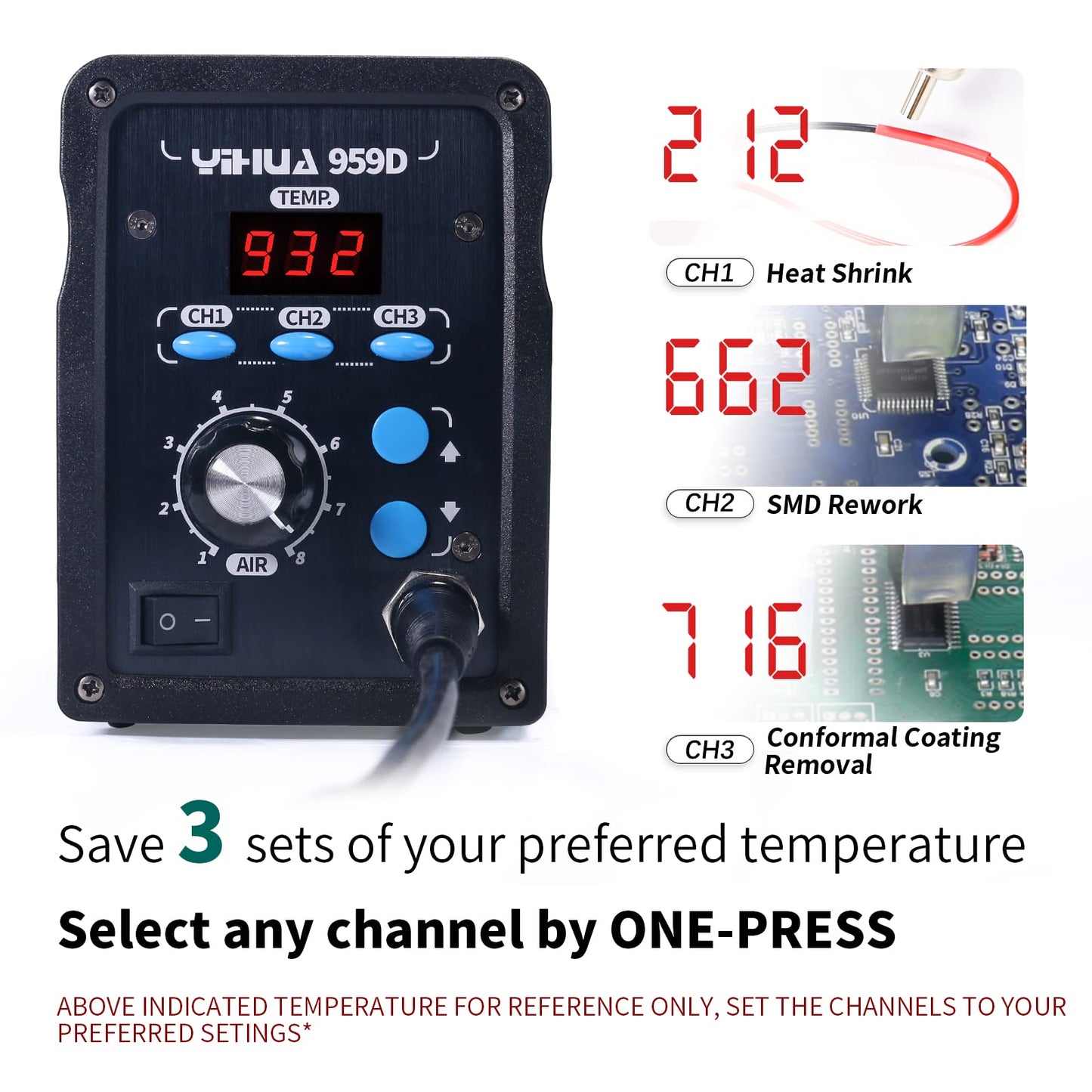 YIHUA 939D+ Professional Soldering Station bundle with YIHUA 959D-Digital Hot Air Rework Station and Accessories (18 Items)