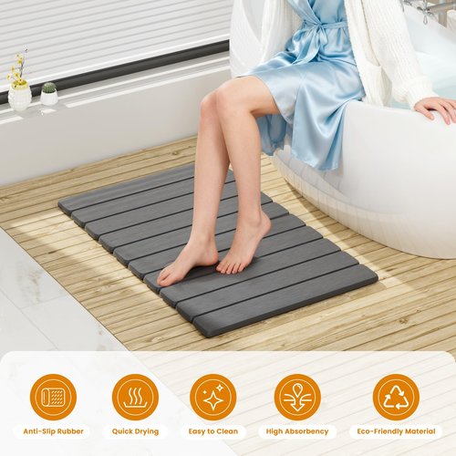 Dayacoco Non Slip Stone Bath Mat, 23.2 x 15.3 in Foldable Quick Dry Stone Shower Mat, Diatomaceous Earth Bath Mat for Bathroom, Kitchen, Easy to Clean (Grey)