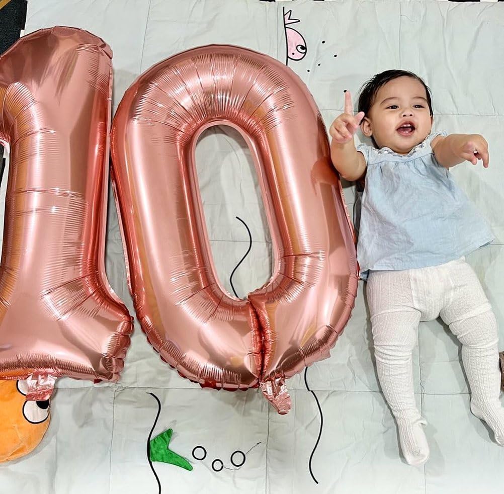 Rose Gold Number 10 Balloon - 40 Inch 10th Birthday Decoration for Girls & Boys