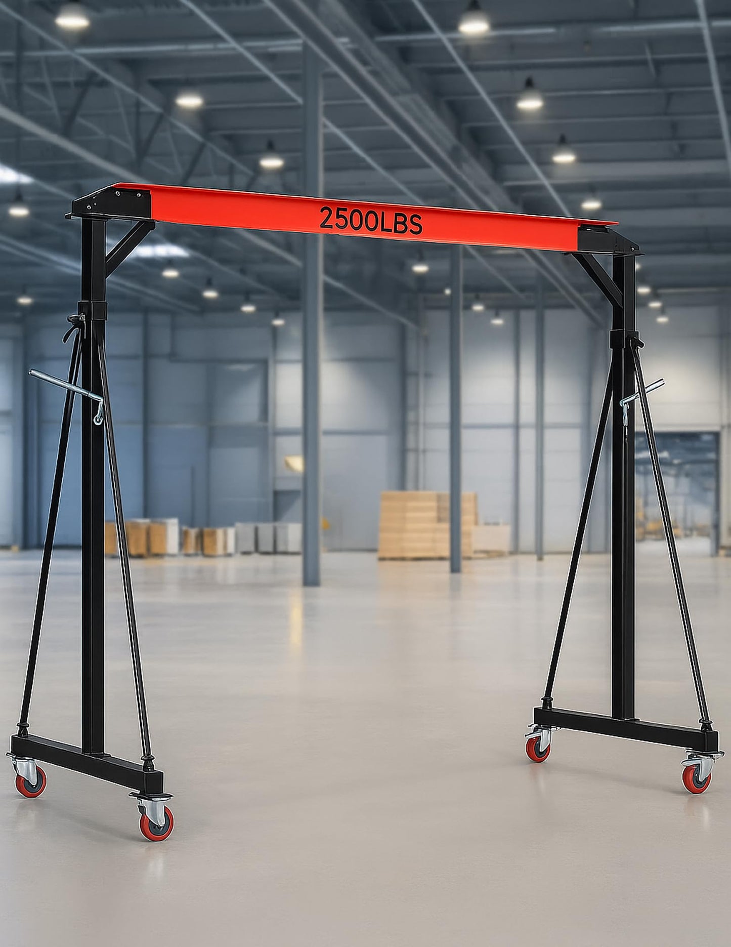 Adjustable Gantry Crane - 1 Ton (2500Lbs) Capacity Portable Hoist Frame, Shop Crane Hoist, Trolley, Sling, Shackles, Hooks and Festoon System, Lifting Gantry for Factories, Warehouses, Garage (1 Ton)