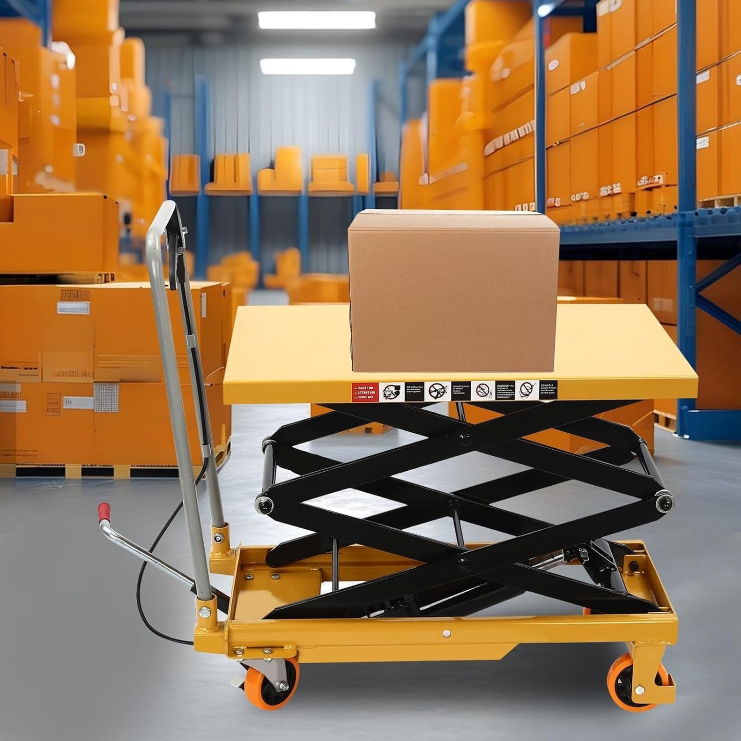 Hydraulic Lift Table Cart, 770lbs Load Capacity 51" Lifting Height with 4 Wheels, Hydraulic Scissor Cart for Material Handling Transportation