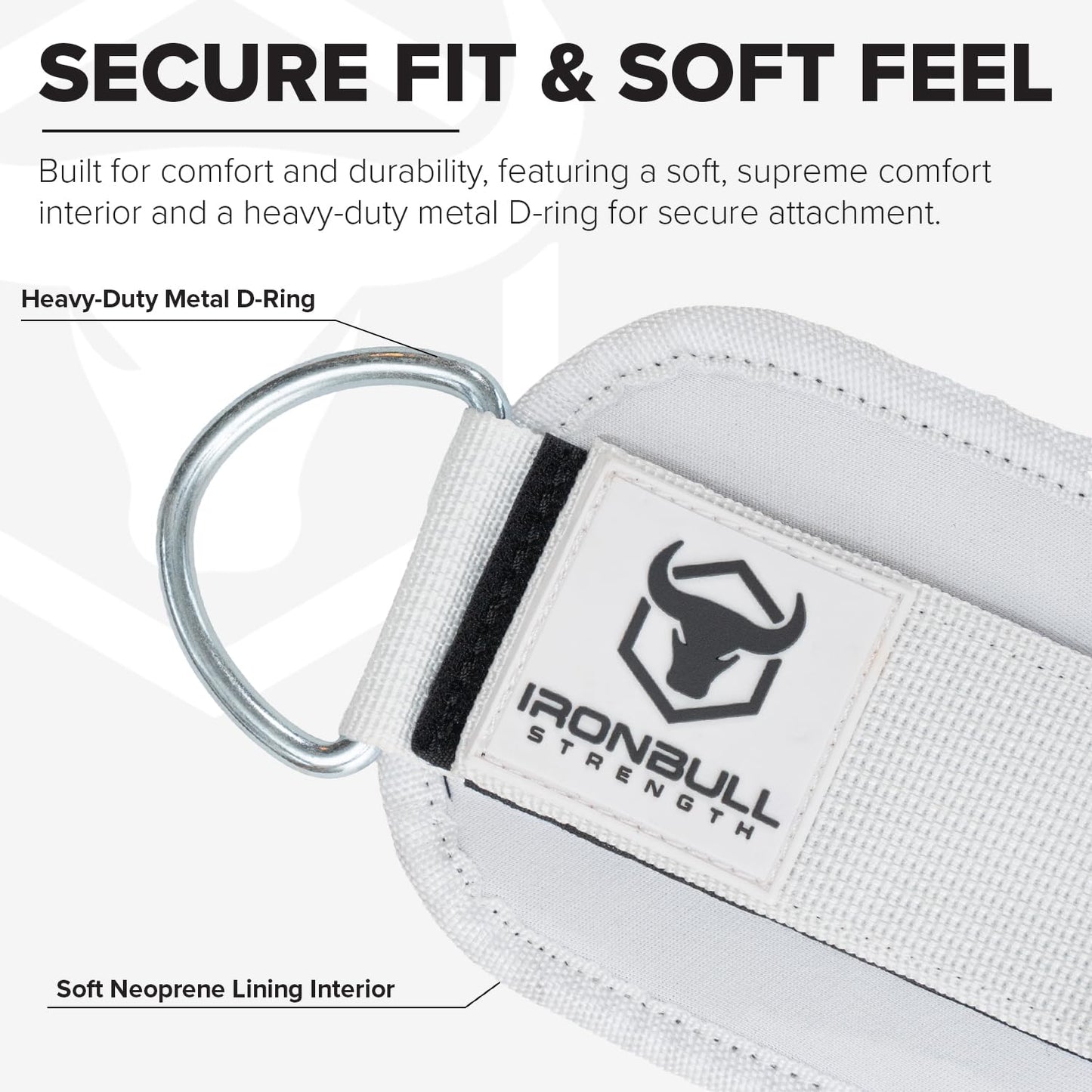 Women's Ankle Strap for Cable Machines & Resistance Bands: Gym & Home Workout Cuff Attachment for Leg Extensions, Kickbacks, Hip Abductors - Booty Exercises (White, Single)
