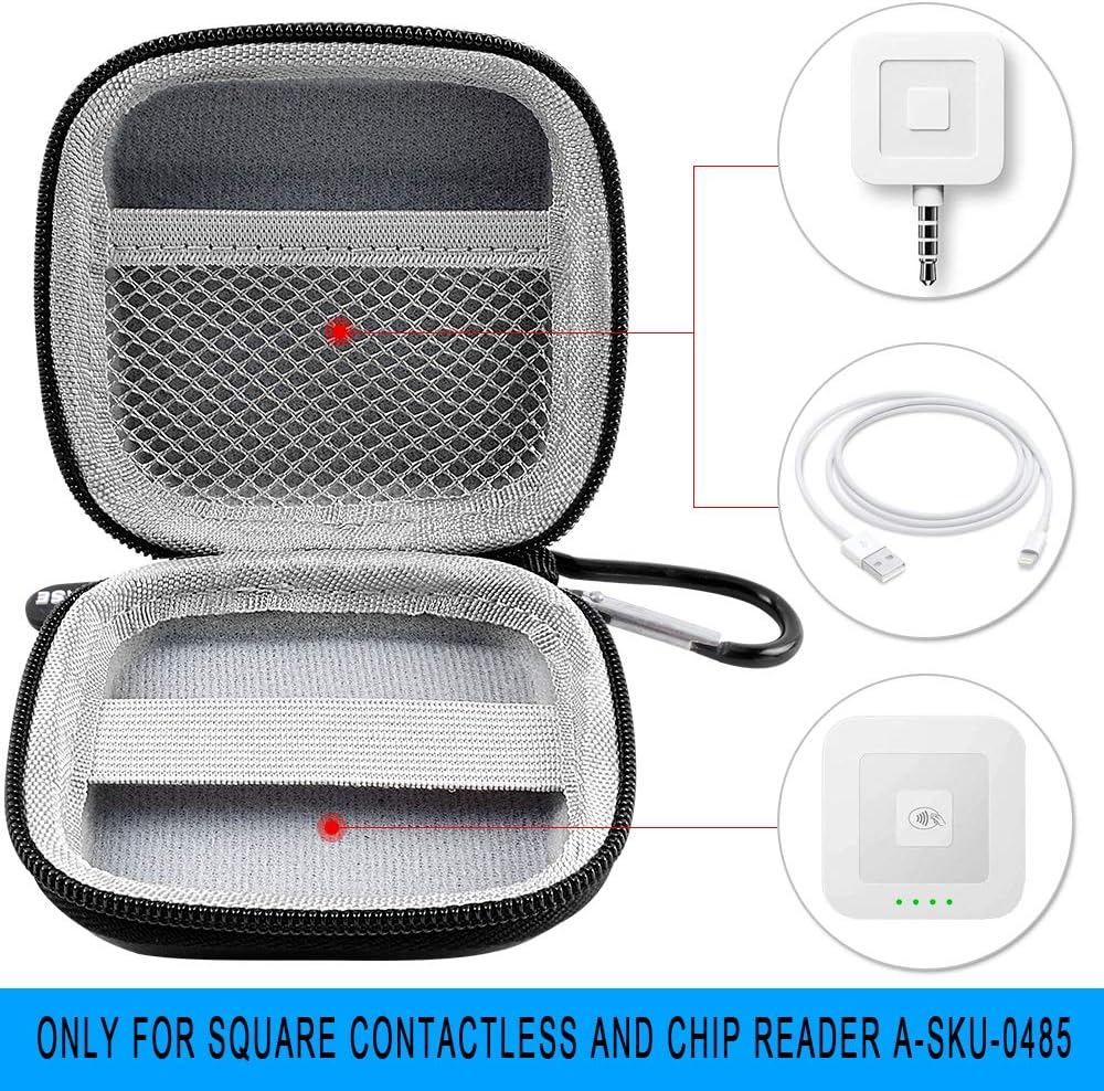 Comecase A-SKU-0485 Chip Card Reader Scanner Case, Hard Carrying Bag Holder Fits Square Contactless Reader with USB