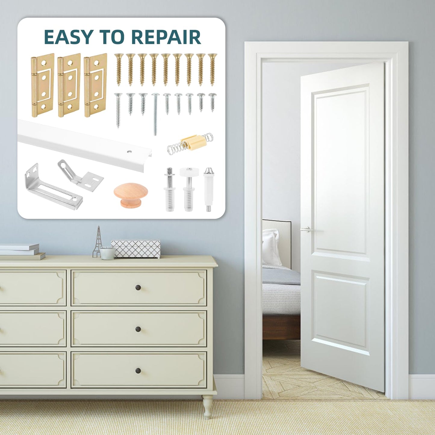 MVRPOWER Bifold Door Hardware with Track, 24 Inch Bi-fold Closet Door Track Kit with Installation Manual
