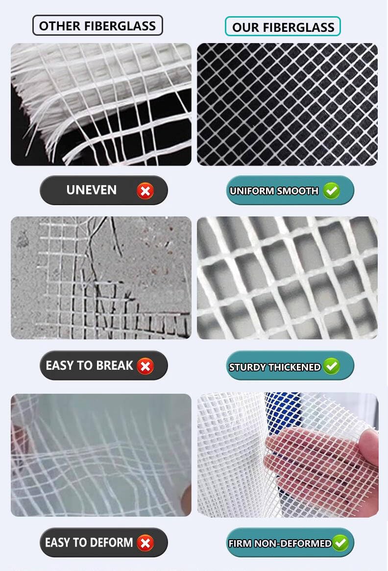SAJIED Large Size Fiberglass Mesh roll Plastering Mesh high Density Enhanced Strength Stability for Walls Plastering Ceilings Durable Fiberglass Mesh 160g/m (Size:1mx50m (3.2 x 164ft))
