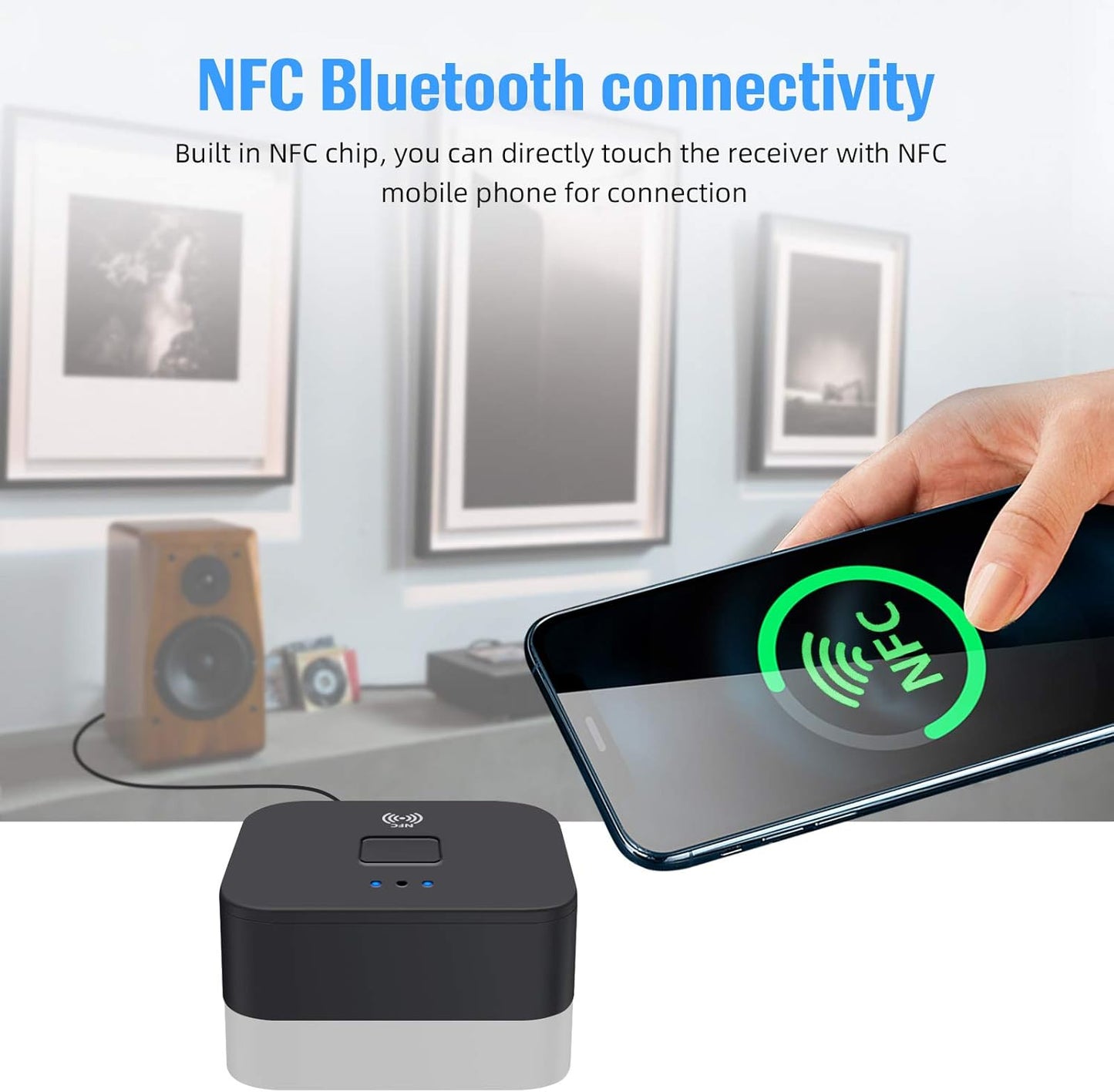 Szyafei 5.0 3.5mm Bluetooth Receiver & Adapter, NFC, AUX/RCA Output to Speaker, Amplifier, Car Audio, Headphone, Home