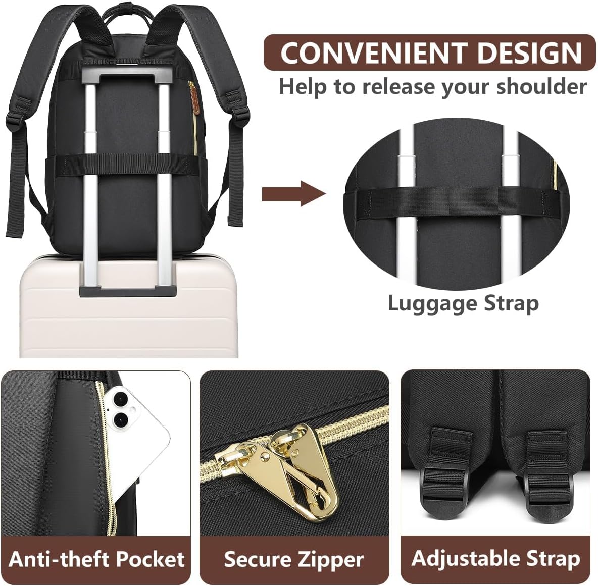 Backpack 15.6 inch Backpack Backpack Backpacks Laptop for Women Bag - Work Travel with USB Charger College Bookbag