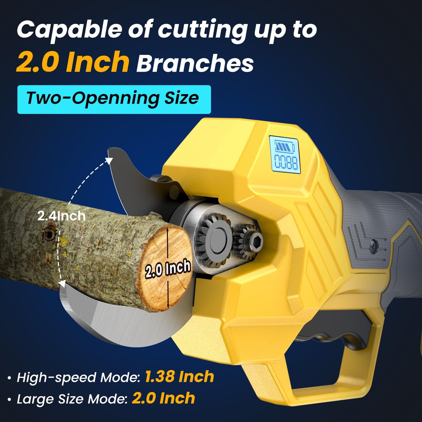 Electric Pruning Shears , Loppers 1000W Brushless Motor Cutting 2.6 inch Diameter Professional Gardening Electric Shears,Heavy Duty Branch Pruner,2*2000mAh Battery,Sk7 Blades,Perfect for Tree Trimming