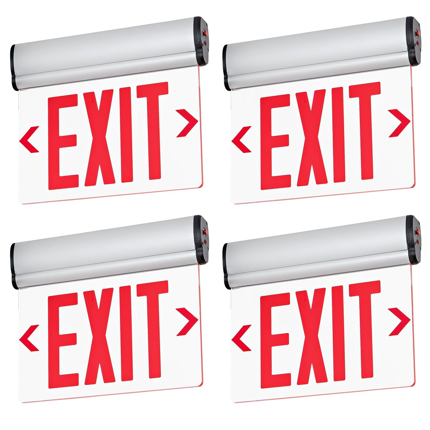 TANLUX Red Exit Signs for Business, LED Edge Lit Exit Sign, UL 924, Hardwired Emergency Exit Lights with Battery Backup, Aluminum Housing with Rotating Acrylic Clear Panel, AC 120/277V, 4 Pack