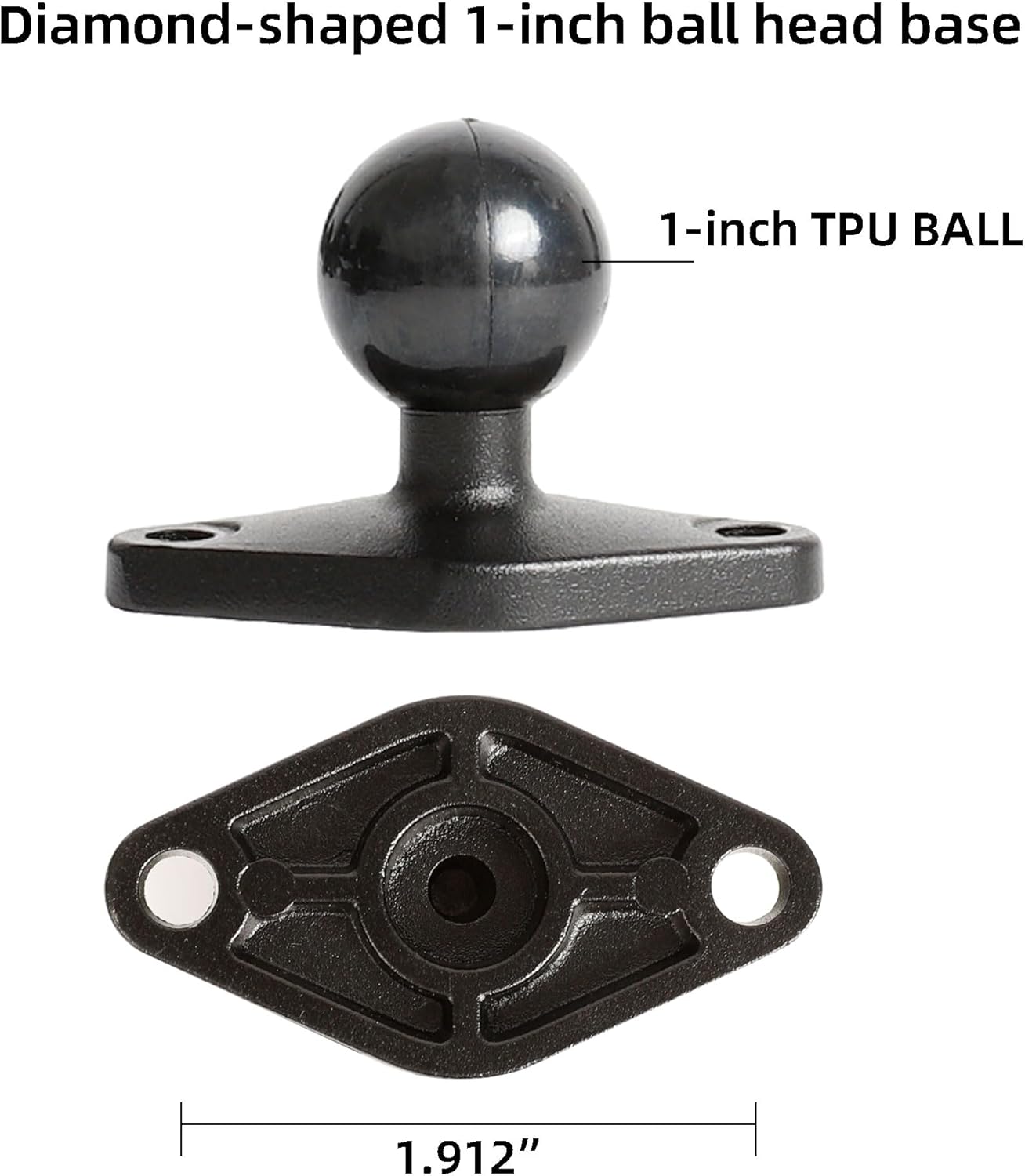 xik 1/4"-20 5.91 inch 1" Heavy Duty Thread Mount: Aluminum Long Arm with Double Ball Head & Ball- Rhombic Base - Fits