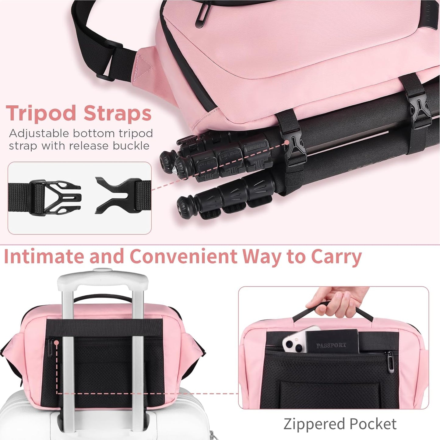 TAAOKA Camera Sling Bag,Waterproof Camera Case with Tripod Holder,Lightweight DSLR/SLR/Mirrorless Camera Bags Crossbody