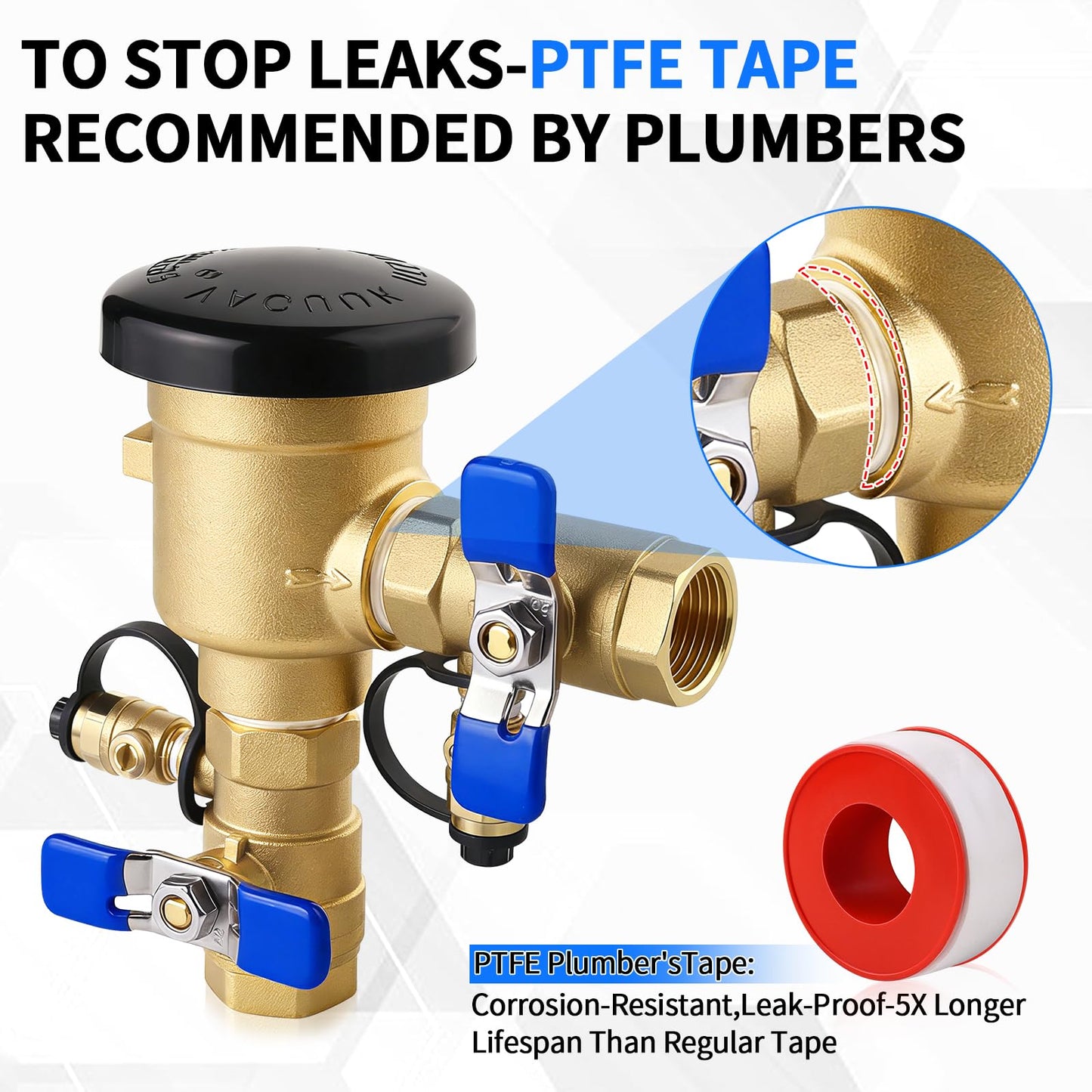 Boltigen 3/4 inch Pressure Vacuum Breaker Assembly for 720A-3/4'' Heavy Duty Brass Sprinkler Backflow Preventer Valve, MAX 400PSI & Anti-Siphon Protection, for Irrigation & Industry Non-Potable System