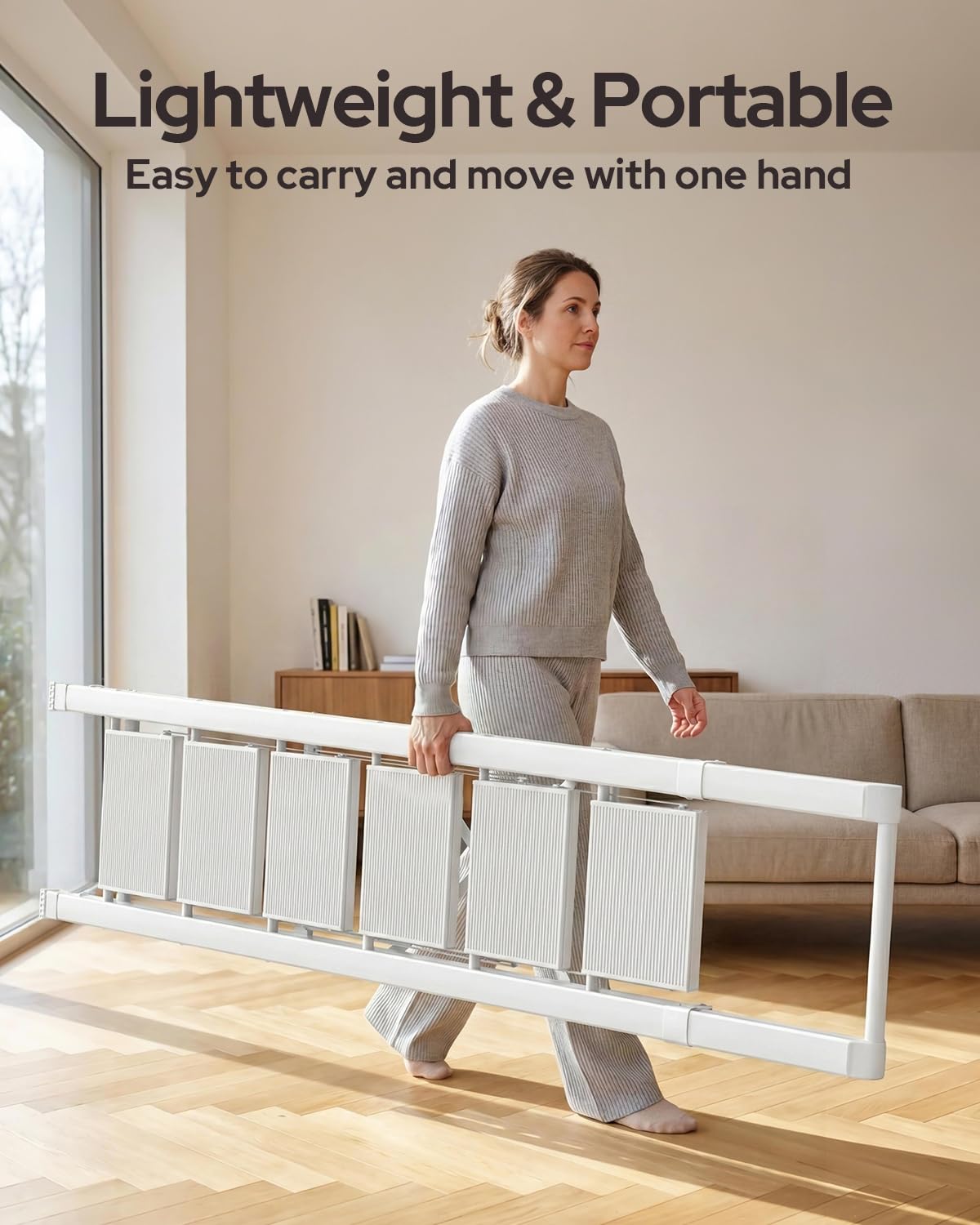 GameGem 6 Step Ladder for 12 Feet High Ceiling, Lightweight Aluminum Folding Step Stool with Convenient Handgrip, Stepladders with Anti-Slip and Wide Pedal for Home Use Space Saving - White