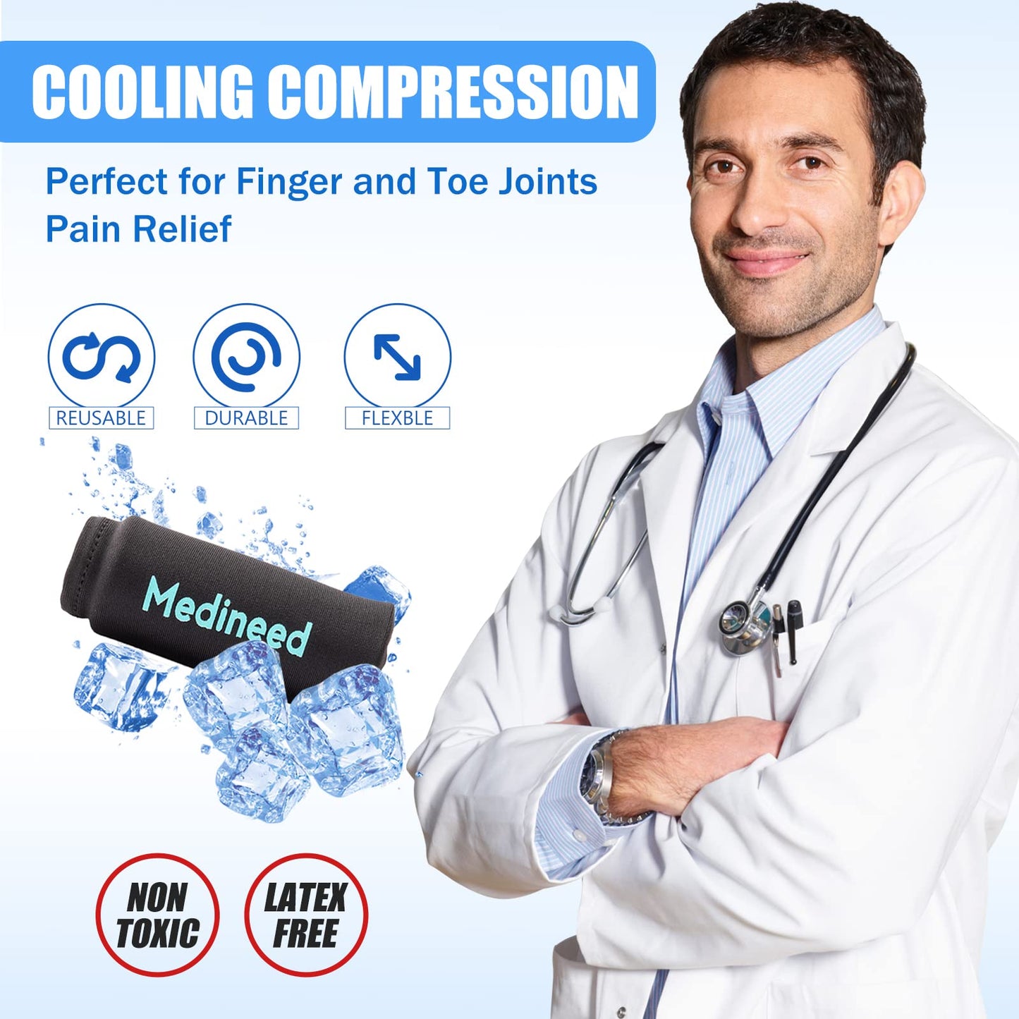 2PCS Finger Sleeves Gel Ice Pack, Lasting Cold Compress Freeze Sleeve, Reusable Finger Brace Ice Packs for Injuries, Arthritis, Tendonitis, Gout, Sprains, Middle Protectors (Black)