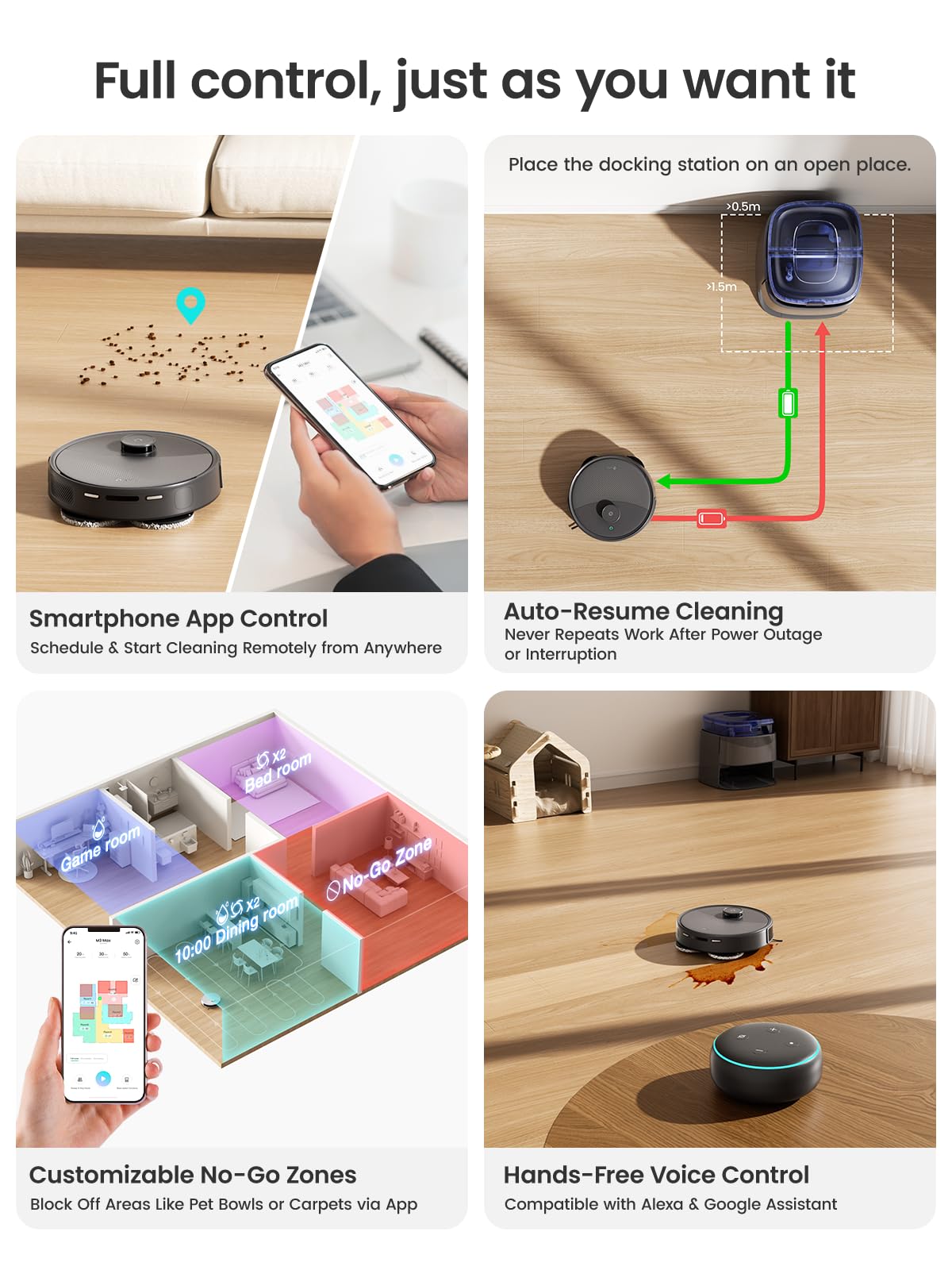 Lefant Robot Vacuum and Mop, 20000Pa Suction,90-Day Self-Emptying, Obstacle Avoidance,5200mAh Battery，Auto Mop Washing&Drying, All-in-One for Pet Hair Carpet, 5G WiFi Alexa/APP/iWatch Control, M3 Max