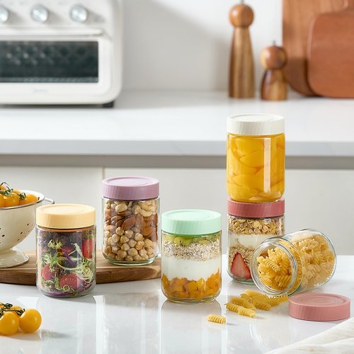 Danmu 16 oz Overnight Oats Containers with Lids,Meal Prep Containers 6 Pack,Mason Jars 16 oz with Lids for Snack,Overnight Oats,Yogurt,Parfait,Soup,Smoothies,Salad 100% Leak-proof Dishwasher Safe