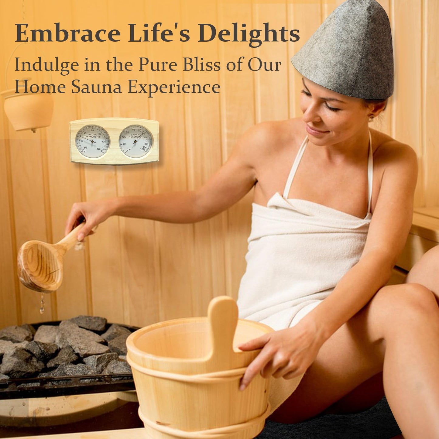 ARSFUTU Sauna Heater 9KW 220V Electric Sauna Stove with UL Test Report Thermo-Hygrometer Sauna Hat Set for 310-460 Cu.ft Home Hotel Spa Sauna Room