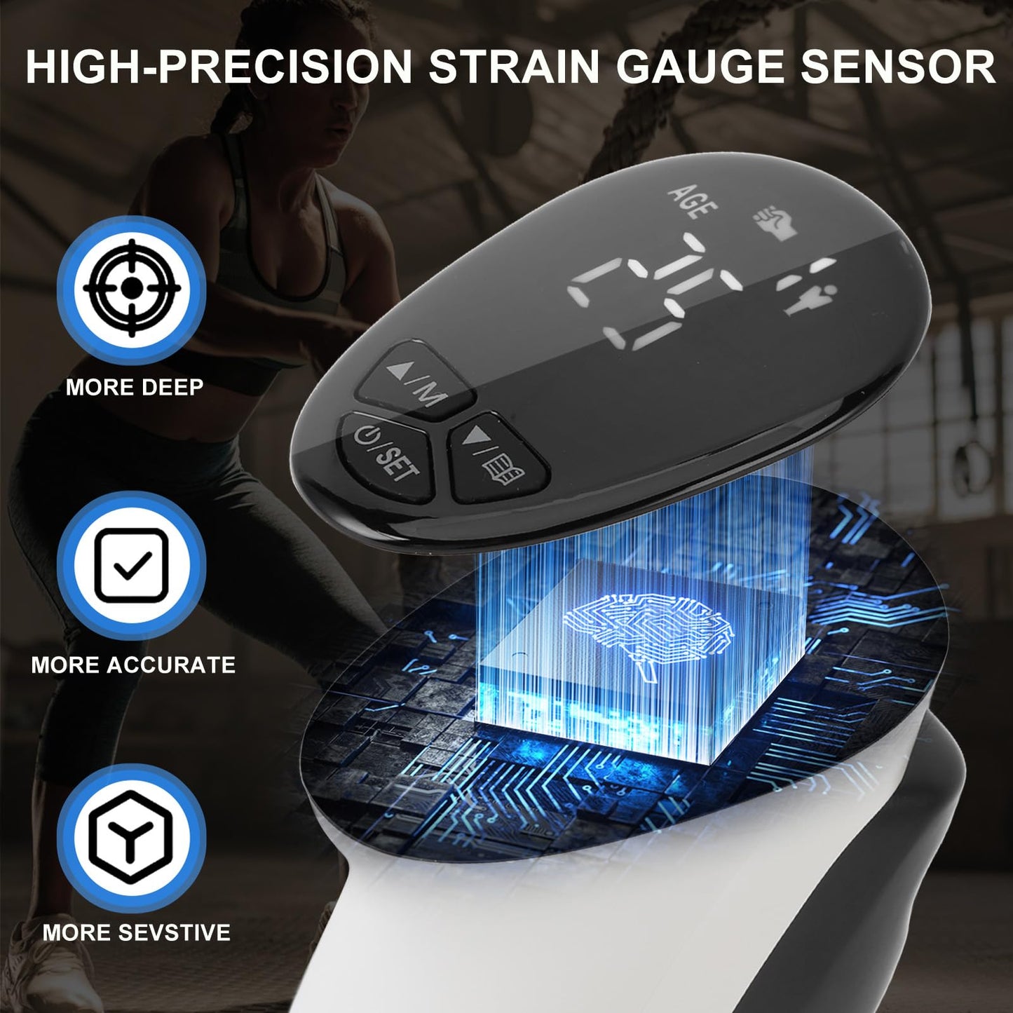 Digital Hand Grip Strength Tester, 198lbs/90kg Electronic Grip Dynamometer with Adjustable Handle & Backlit Display, Comfortable Grip Strength Meter for REHAB, Seniors, Sports & Home Use