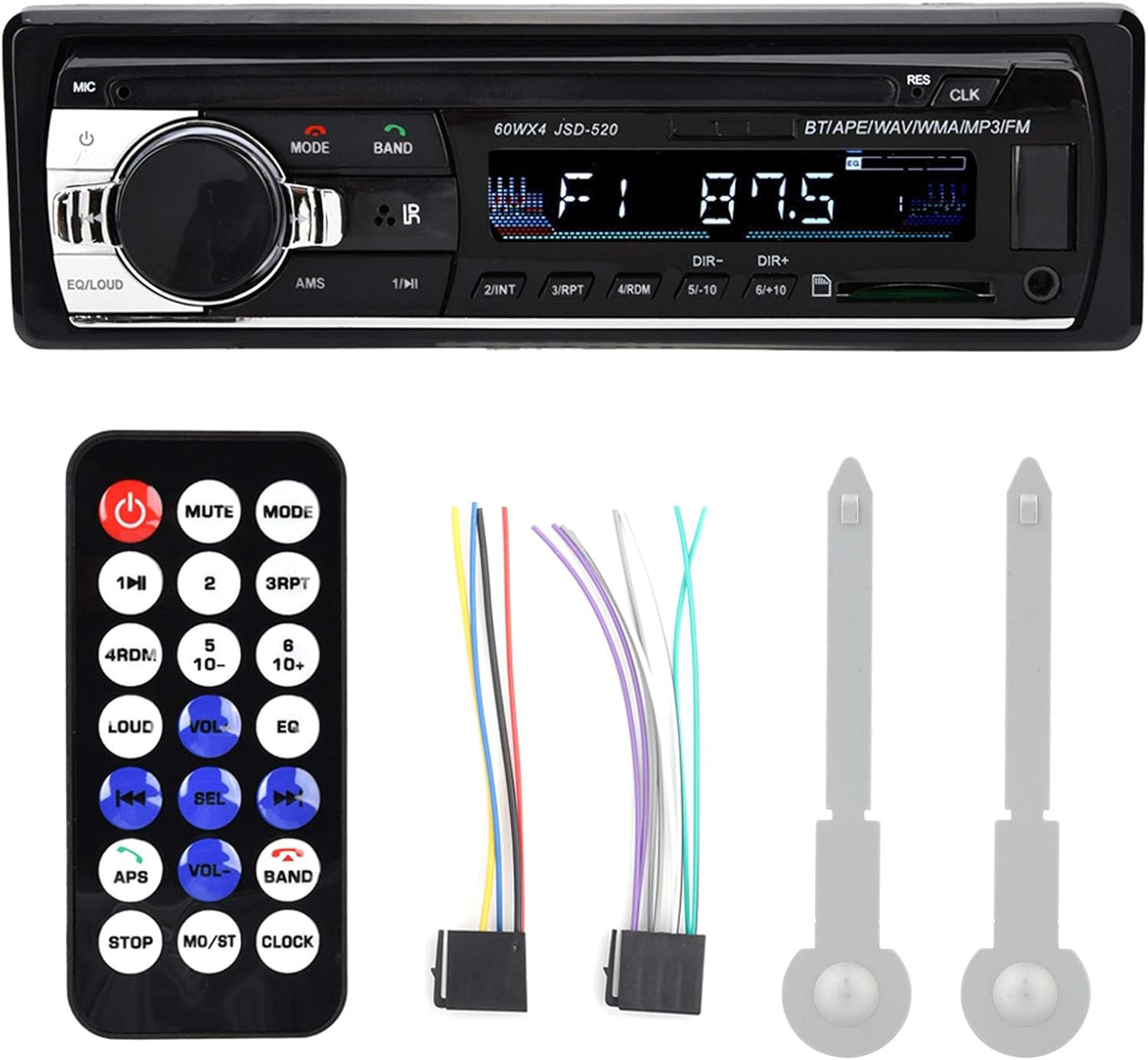 Zerone 4 60W MP5 MP3/MP5/USB x Car Radio Stereo Bluetooth Player Single Din Dual USB Hands- Car Stereo Support LCD