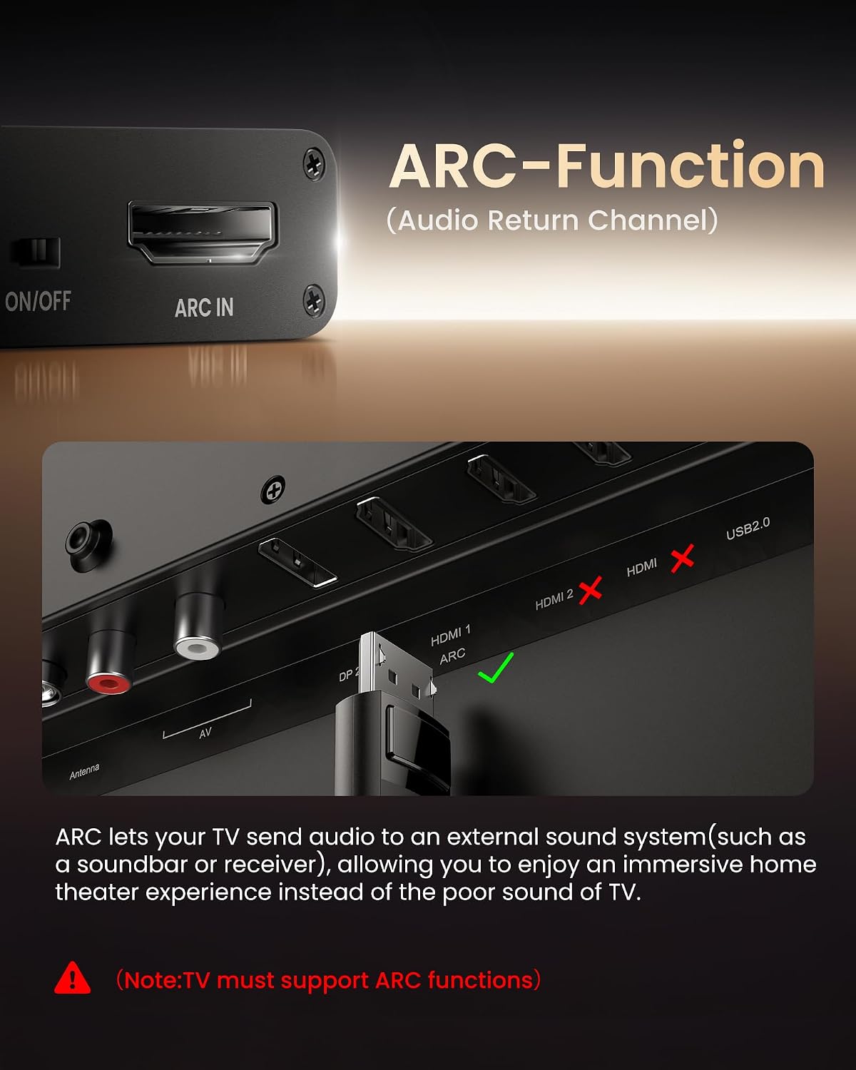 4K@60Hz, 192KHz 3.5mm HDMI ARC Audio Extractor HDMI ARC Audio Adapter Converter Splitter to Optical TOSLINK SPDIF + RCA