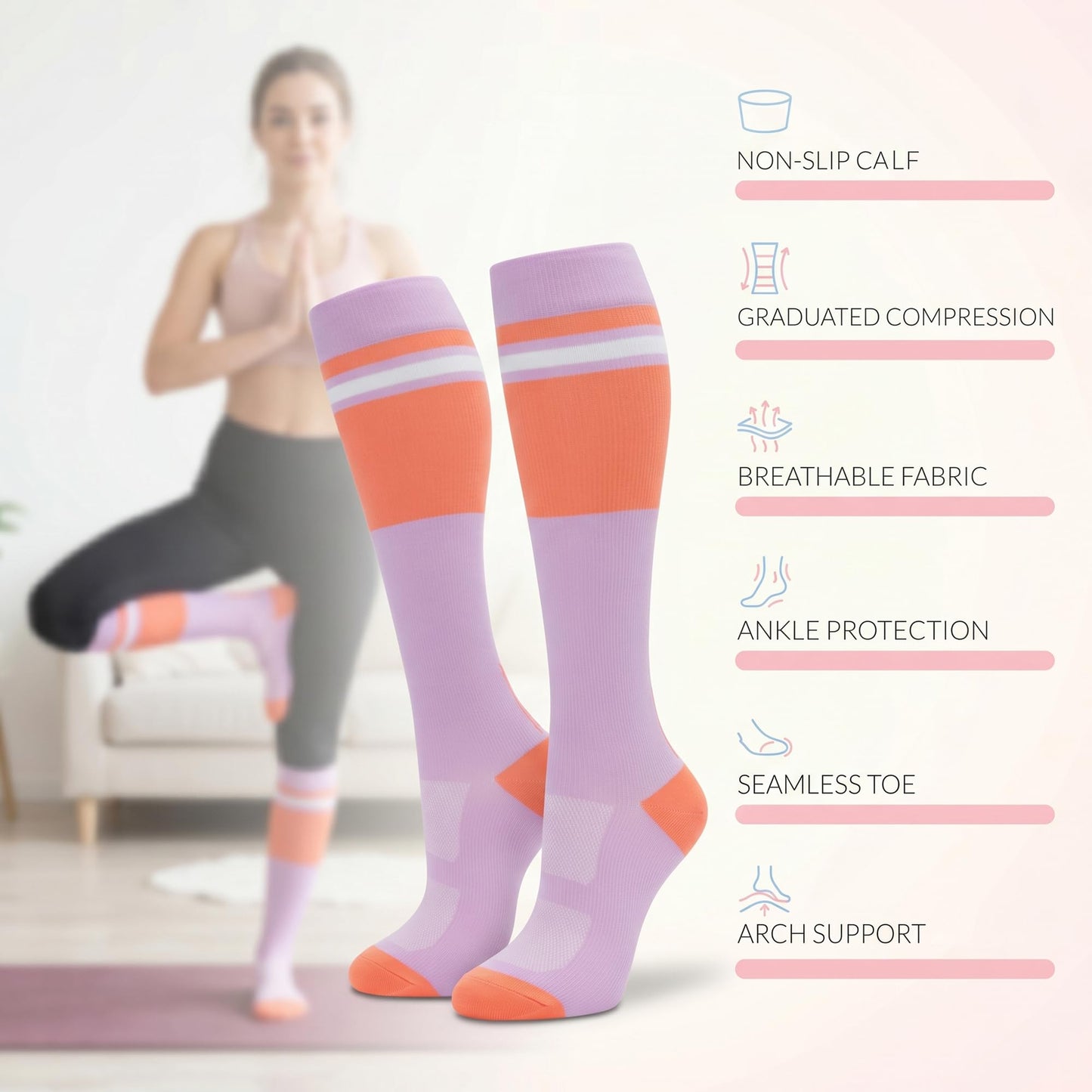 fenglaoda Compression Socks for Women Men 3 Pairs Graduated Compression Support Circulation Socks for Nurses