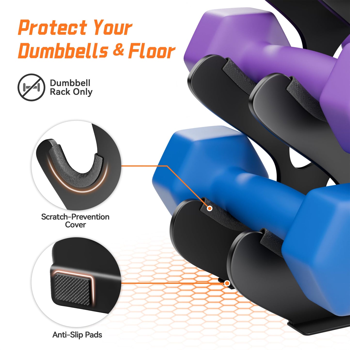 4 Tier Dumbbell Rack, Weight Rack For Home Gym, Dumbbell Stand for Free Weights