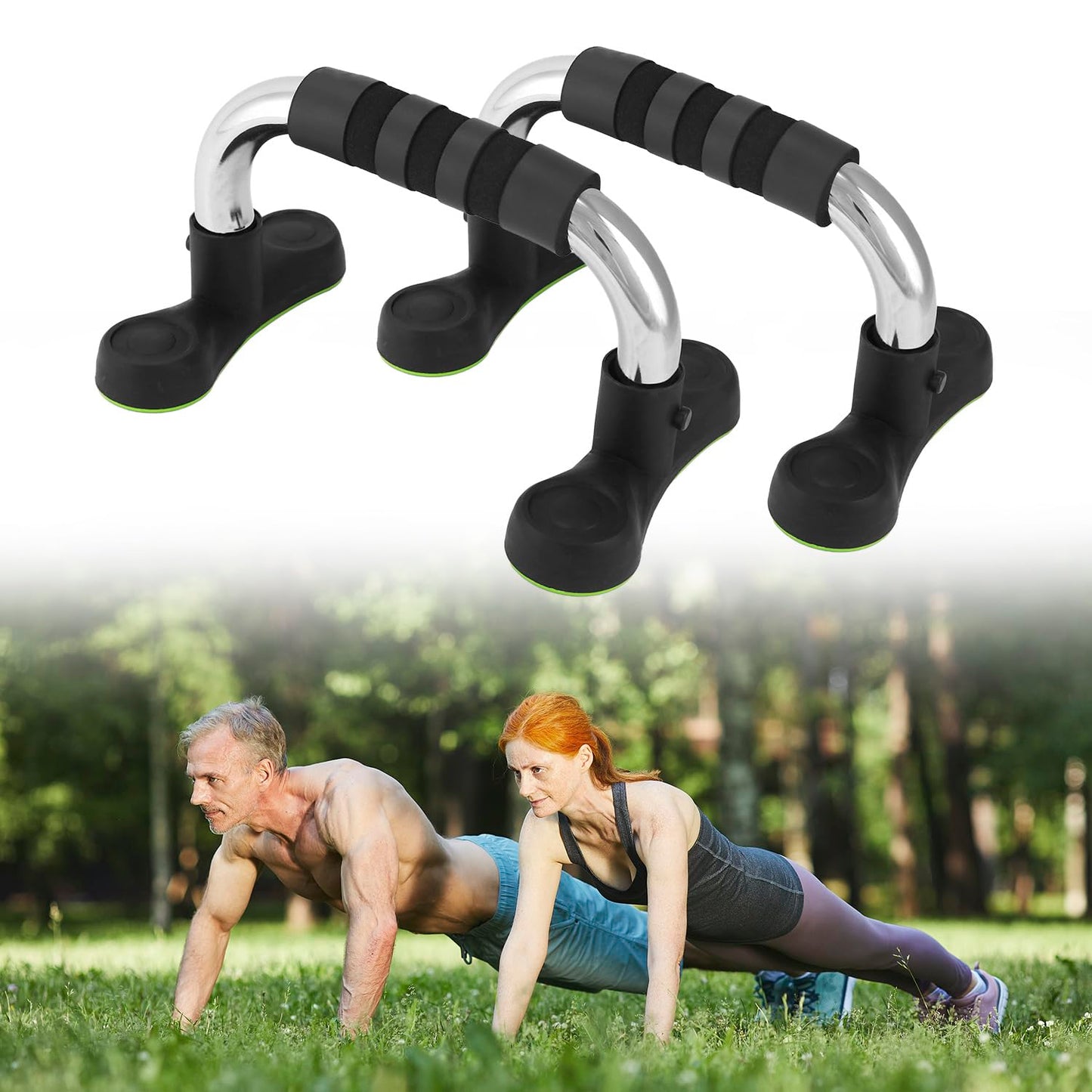 QWORK Steel Push Up Handles for Floor, Portable Push Up Stands with Non-Slip Grip, Angled Incline