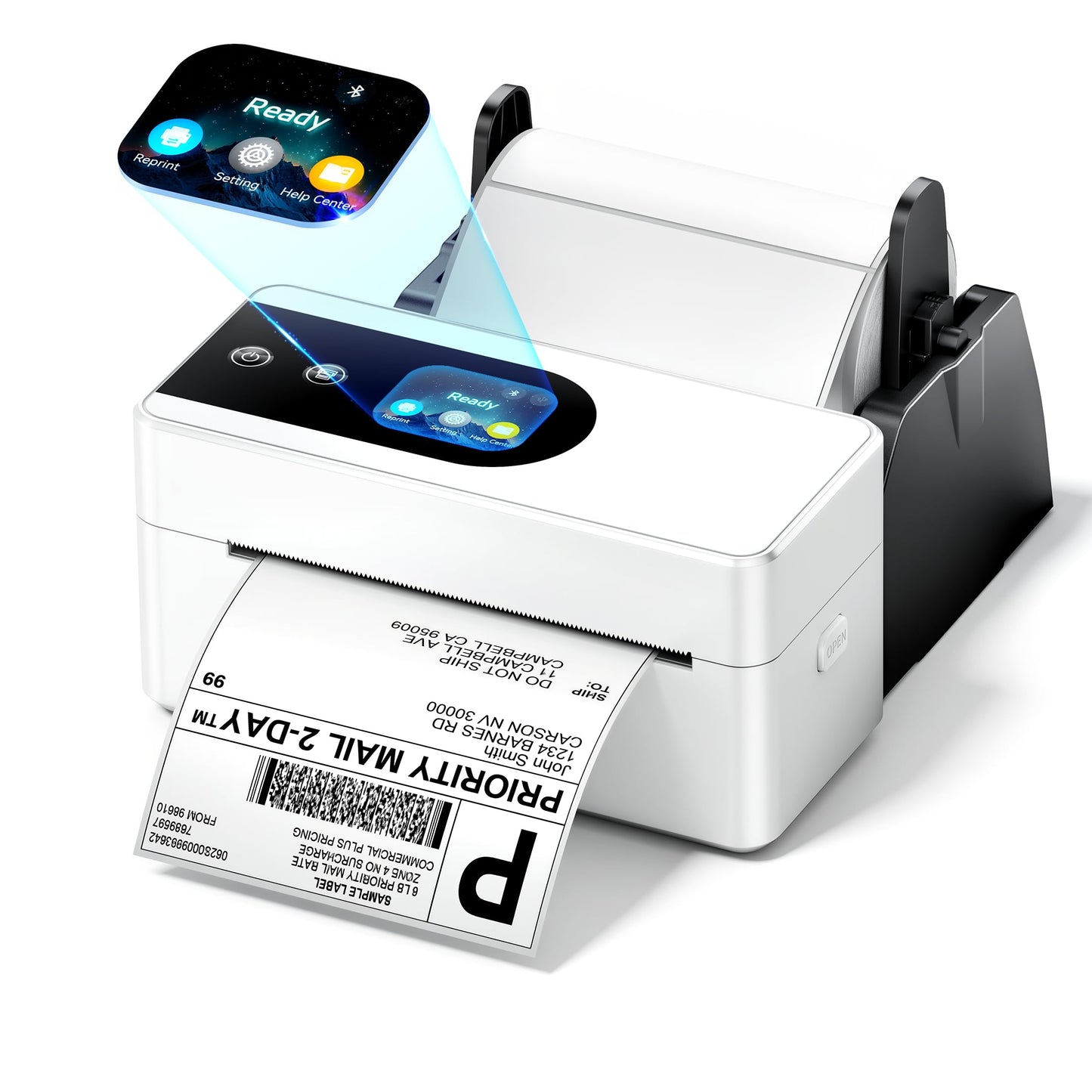 Phomemo 4x6 Shipping Label Printer with Touch Screen, Wireless Bluetooth Thermal Printer for Small Business & Packages, Compatible with Amazon Shopify UPS USPS, Support Android iOS Windows Mac