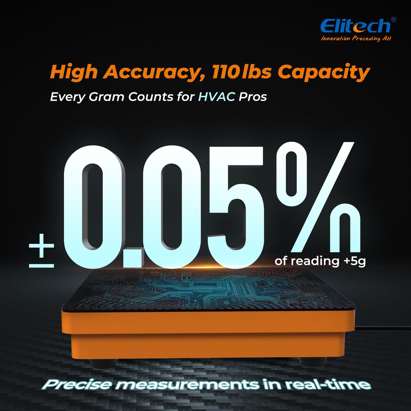 Elitech Refrigerant Scale 110 Lbs – High Precision HVAC Freon Scale with LB+OZ Dual-Unit Display, Electronic Charging Weight Scale with Carry Case, LMC-100F+