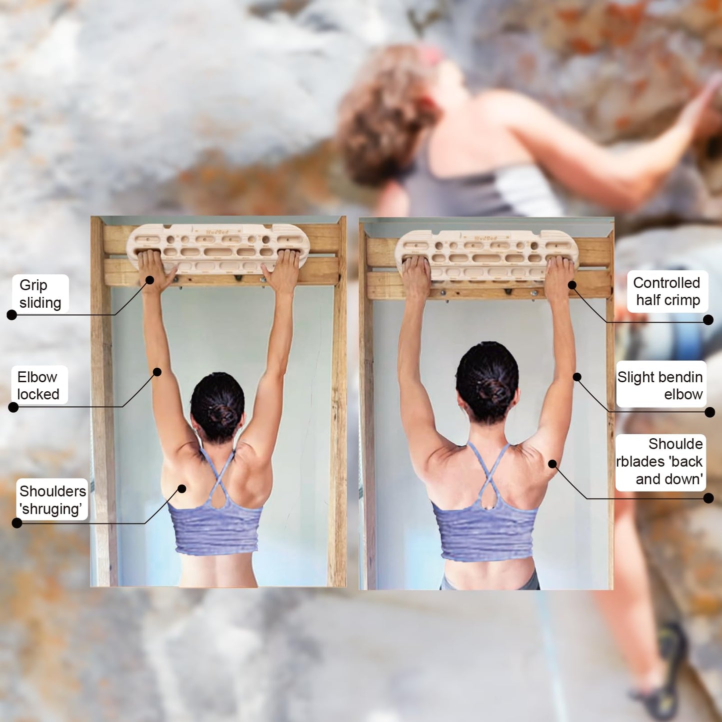WodGod Climbing Hangboard Rock Climbing Training, Rock Climbing Fingerboard, Wooden Climbing Board Trainer for Strengthen Fingers and Grip, Suitable for Indoor Climbing Training and Pull-ups