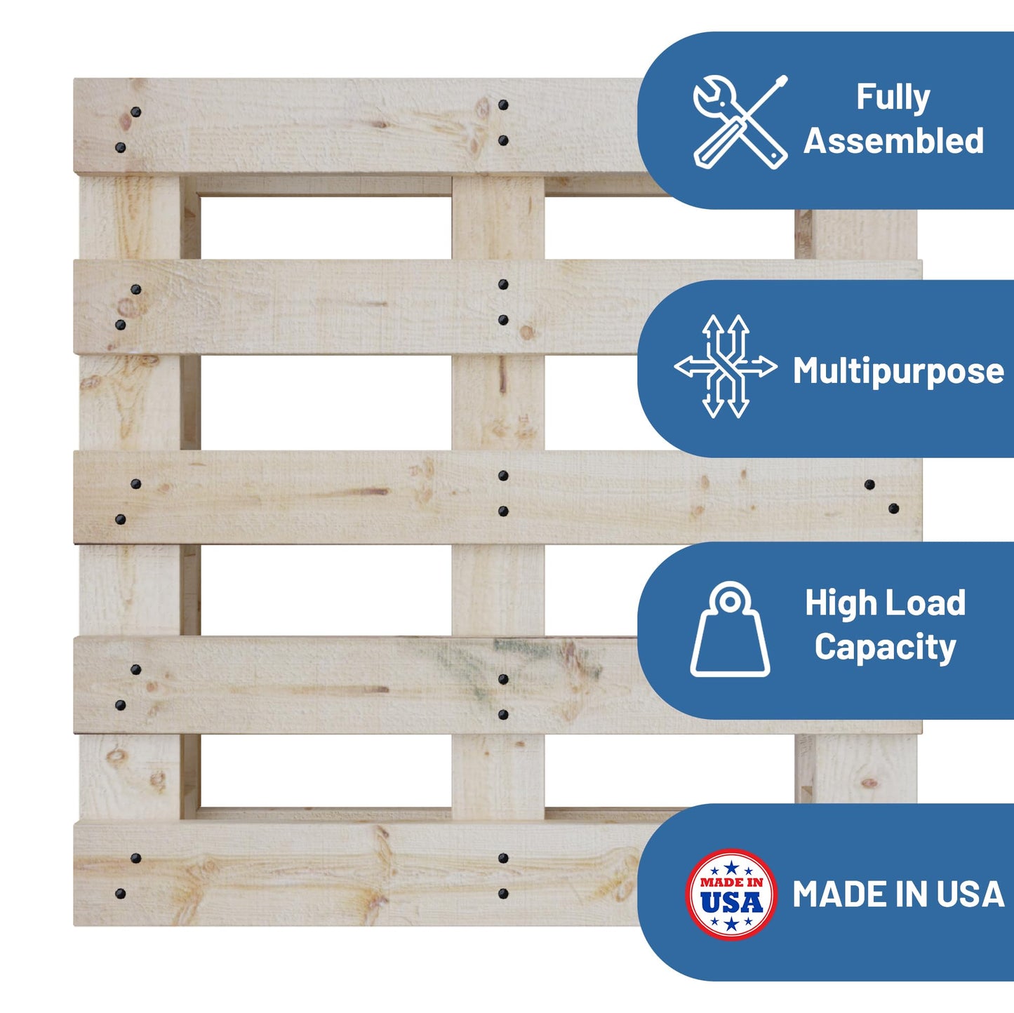 Greaton, Wooden Pallets, Easy for Commercial Use, Strong Sturdy Structure, 38x36x5, 2 Pcs, Wood Finish